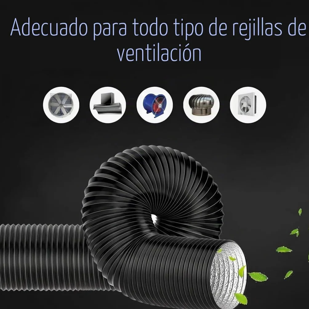 Tubo Aire Acondicionado Portatil, Flexible Manguera Ventilación 150 mm, 300 cm Manguera Escape Aluminio, PVC Conductos Ventilación para Extractores, Climatizadores, Secadoras, Campanas, Negro