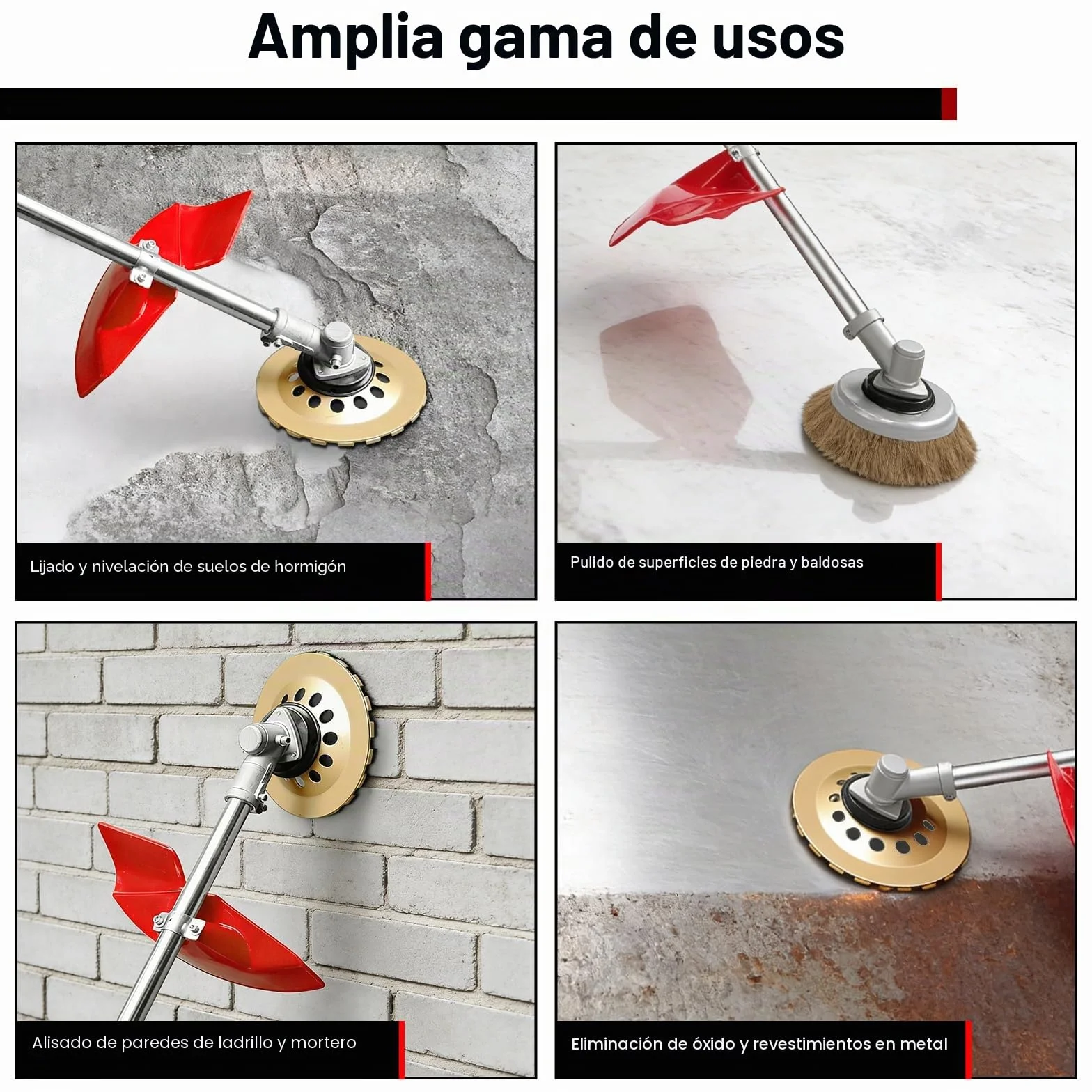 Amoladora de Hormigón Eléctrica de 1,5 M, Lijadora de Hormigón Eléctrica 2800W, Pulidora Suelos, Lijadora de Paredes y Techos, con Plato Lijador 180 mm, Cepillo 200 mm, Para Paredes y Metal