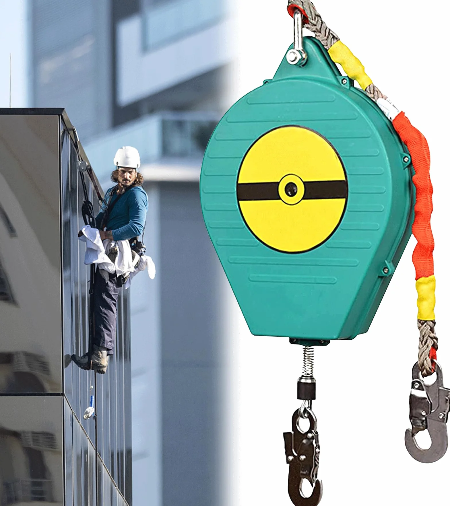 Dispositivo Anticaidas Retractil para Trabajos en Altura, Línea de Vida Retráctil con Gancho Autoblocante, Equipos Anticaída Retractil para Techado y Construcción, Carga:150kg(Size:3m)