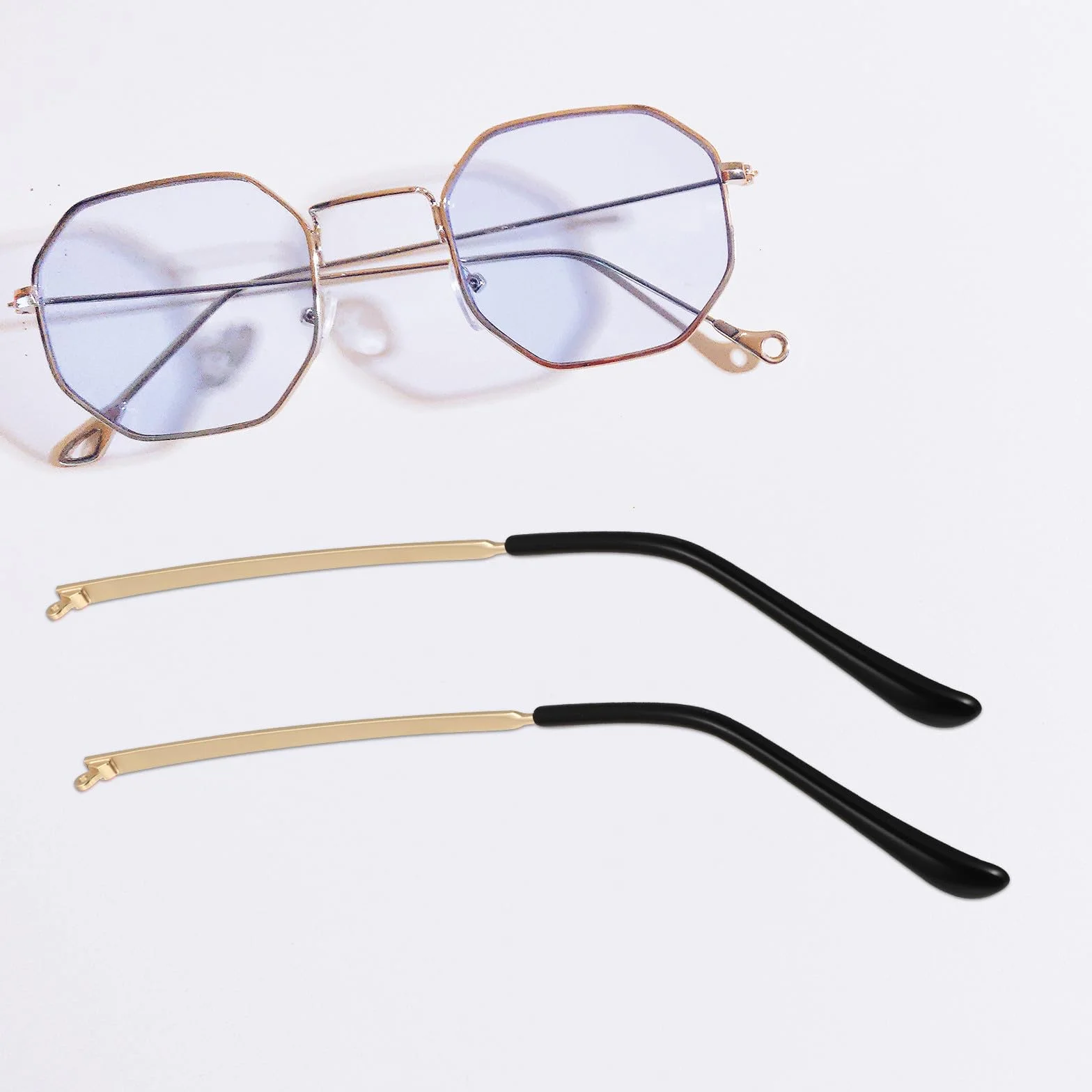 KOMBIUDA Patillas Metálicas para Gafas de Brazos de Repuesto Dorados Accesorio para Reparación de Anteojos y Gafas de Sol Compatible con Monturas Estándar