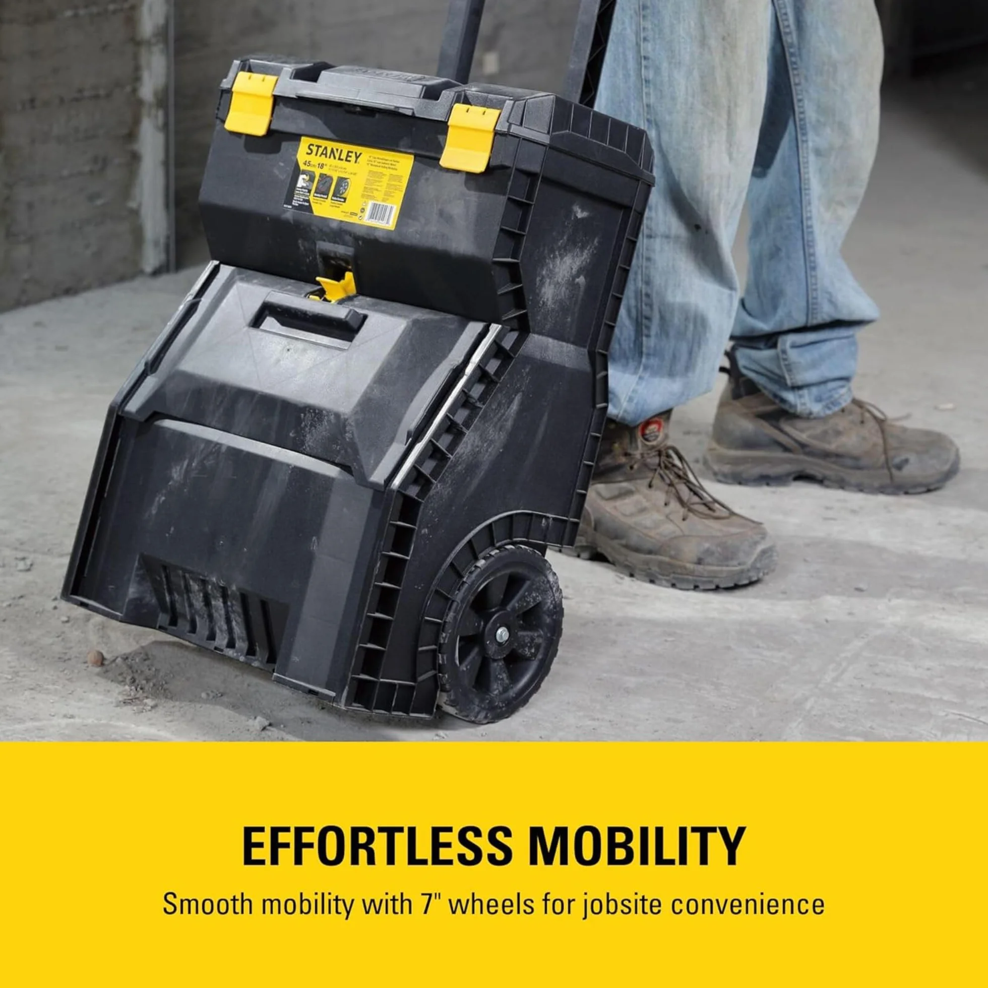 STANLEY Caja de Herramientas Rodante Esencial, Taller Móvil 3 en 1 con Unidades Apilables, Solución Portátil para Herramientas, STST1-80151.