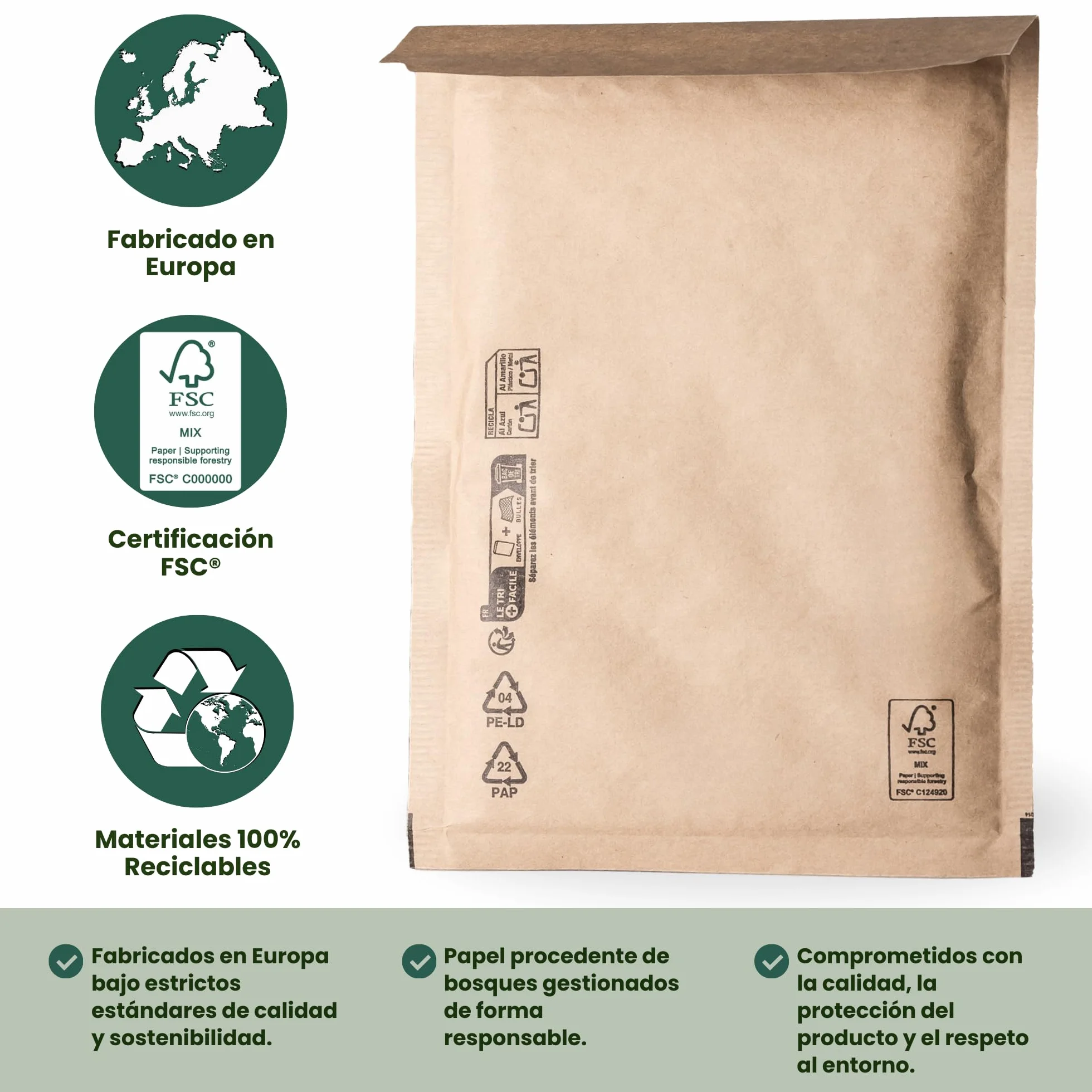 Sobres Acolchados 250 x 350 mm Papel Kraft con Burbuja Interior Antigolpes Autoadhesivo HRoja
