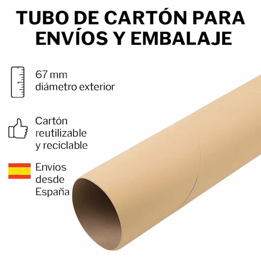 Tubo de Cartón para Envíos y Embalaje 67 mm x 142 cm