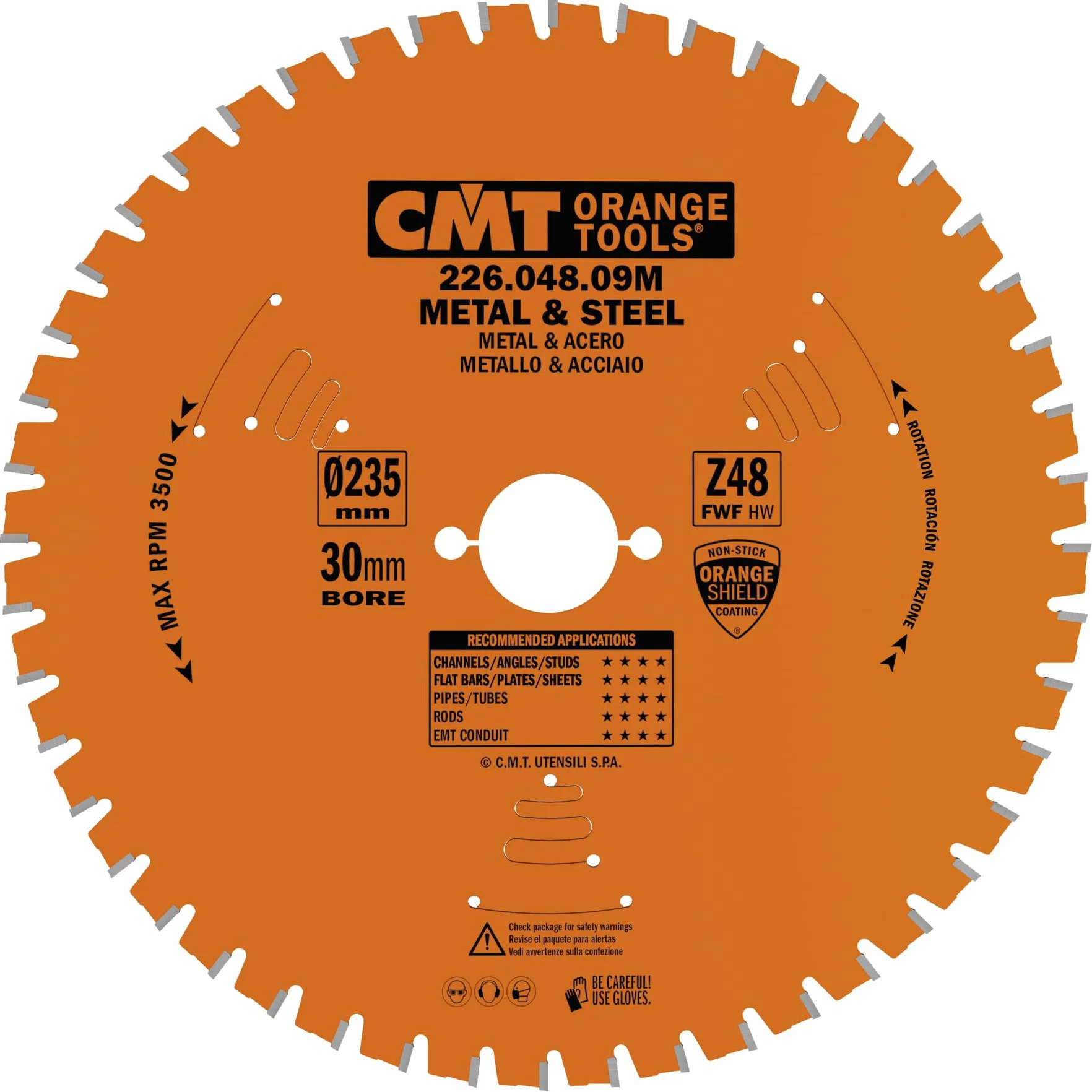 CMT Orange Tools 226.048.09M - Sierra circular para metales 235x2.2x30 z 48 fwf 8 grados