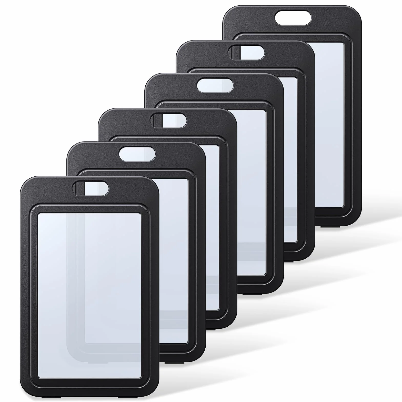 Uniclife Porta Tarjetas con Ventanas Verticales de Doble Cara Funda de Plástico Duro Negro Protector de Tarjetas para Oficina Escuela Tarjetas de Crédito Tarjetas de Llave de Proximidad, Paquete de 6