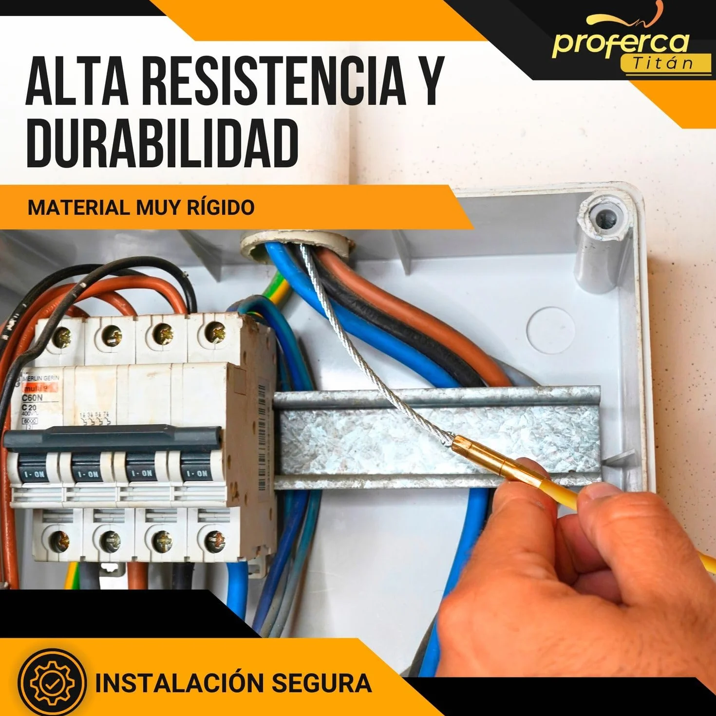 Guia Pasacables Profesional 6mm y 50 metros de Fibra de Vidrio Reforzada | Guia con Contenedor y Accesorios intercambiables| Especial Jardines | Malla Tiracables