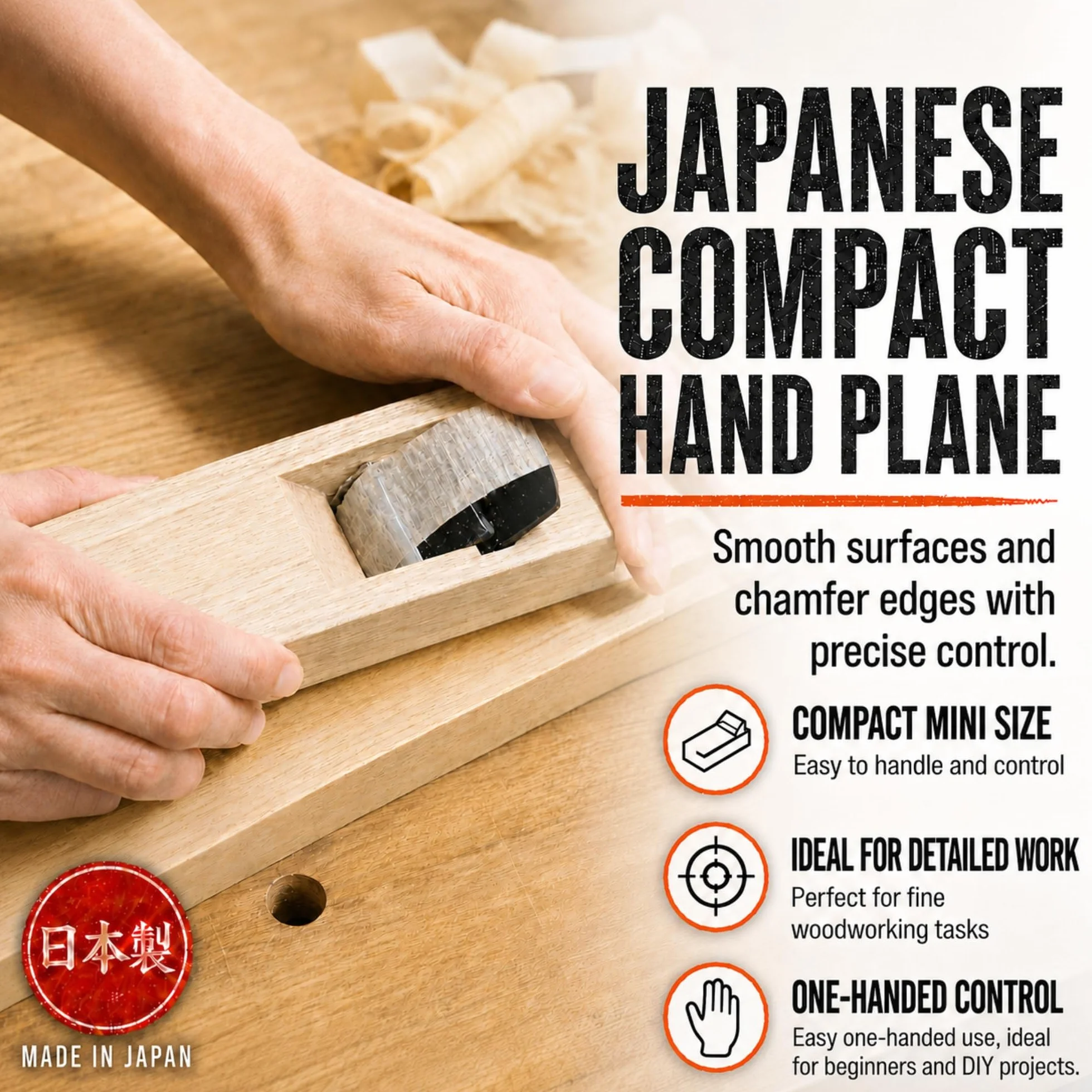 KAKURI Mini Kanna Cepillo de madera de 42 mm de Japón