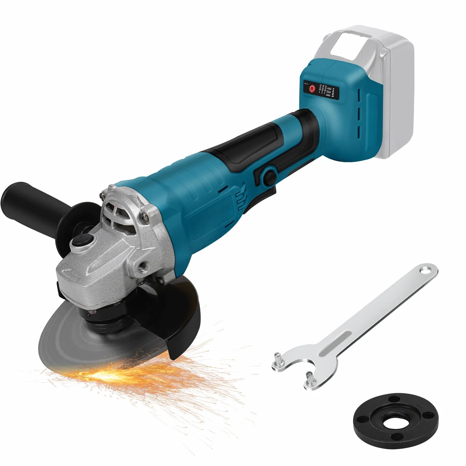 Amoladora angular de batería compatible con batería de litio Makita de 18 V, amoladora angular eléctrica sin escobillas con diámetro de disco de 125 mm, 3000-10000 rpm, para una separación y lijado
