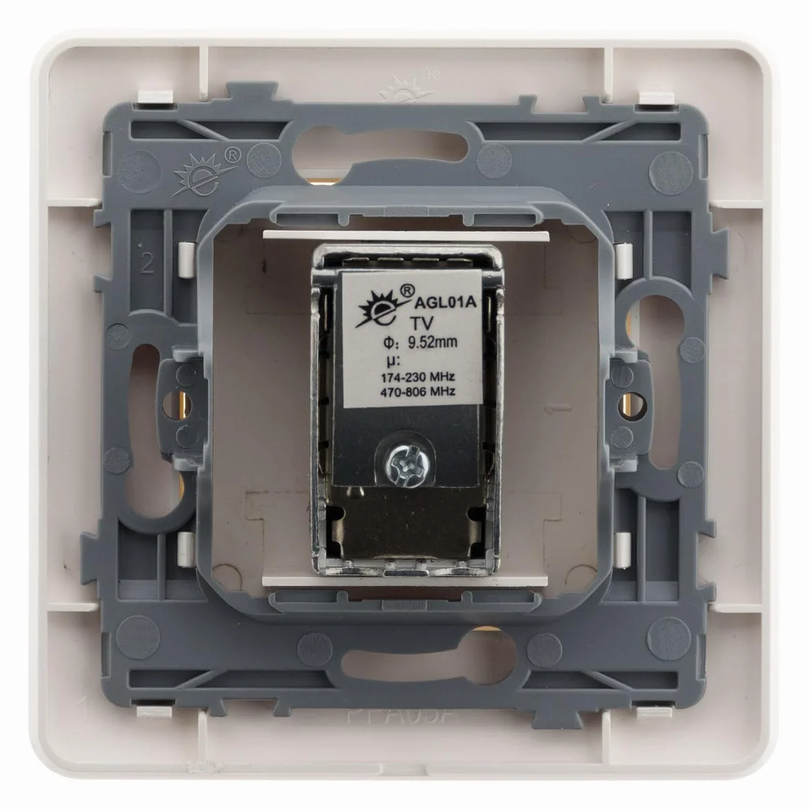 Zenitech - Toma de TV Ø9,52 mm - Equipamiento Empotrado - Motor Compacto para Fácil Cableado, Frontal Ajustable - Compatible con Caja de Empotrar - Placa 86 x 86 mm - Blanco