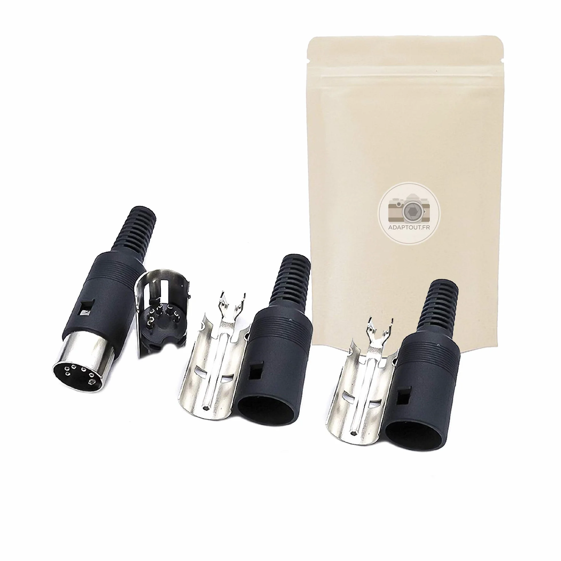 3X Toma DIN 5 Broches para Soldar Conector Macho Entrada para Soldadura Adaptador - Adaptout Marca Francesa