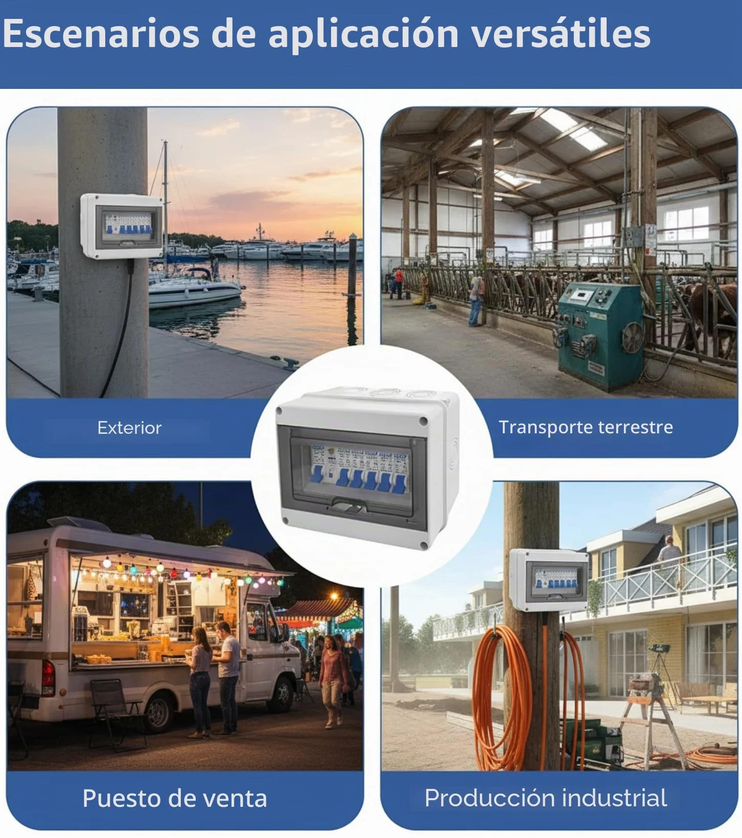 Caja de fusibles empotrada, caja de distribución con interruptor de protección Fi, subdistribución para garajes, talleres, disyuntor IP65 63 A, interruptor de separación AC 33x16A+20A+32A