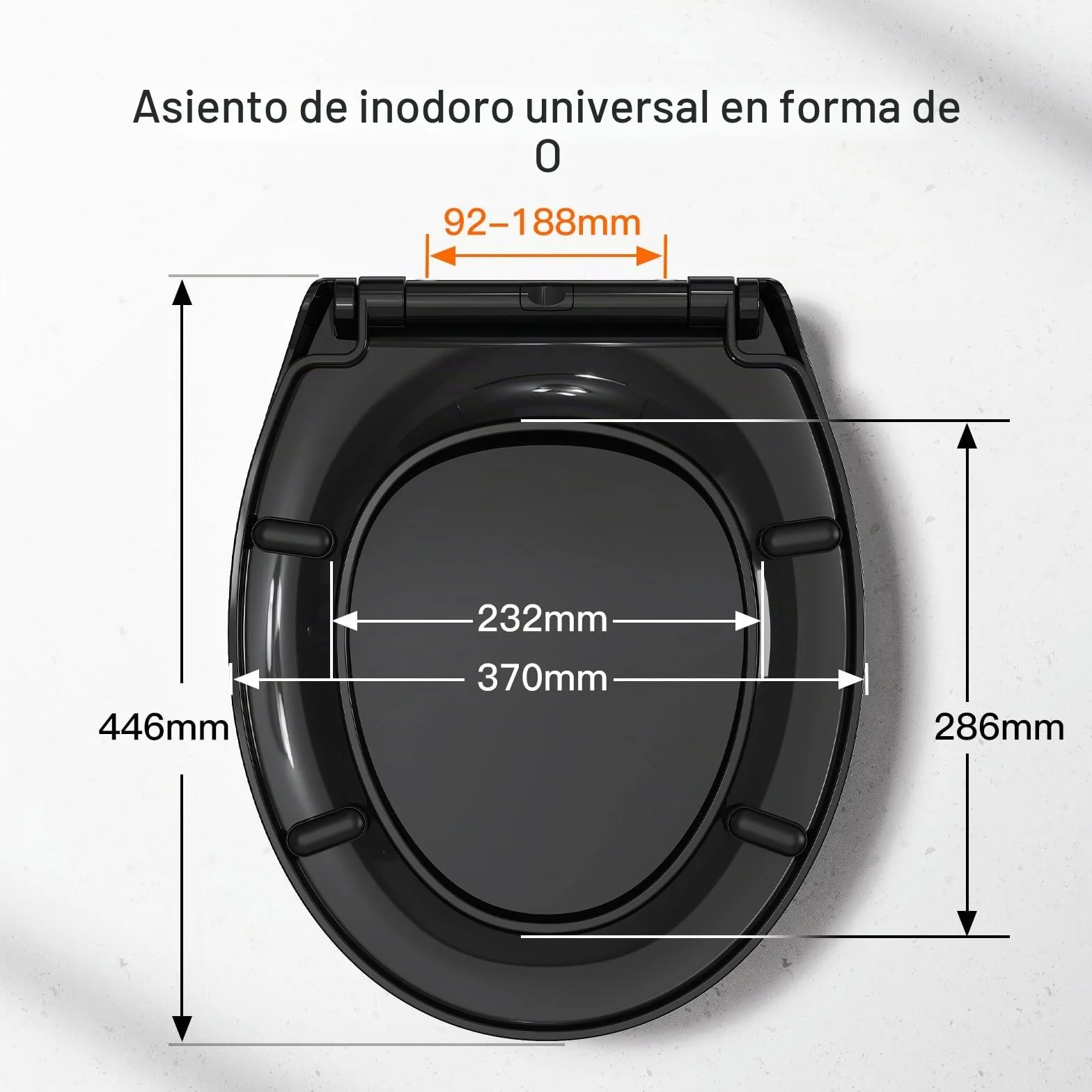 Pipishell Asiento de Tapa wc, Tapas WC de inodoro con cierre suave Tapa WC de universel con un Botón de Liberación Rápida, Top Fixing O-Shaped (Negro)