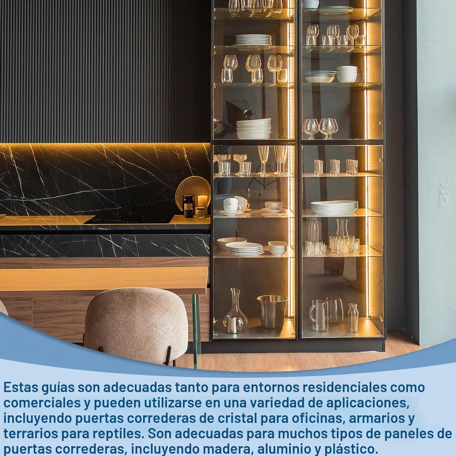 sourcing map Juego de rieles de plástico blanco para puerta corrediza y ventana de vidrio, riel para paneles de 1/4 pulgada, para armarios y puertas de vidrio