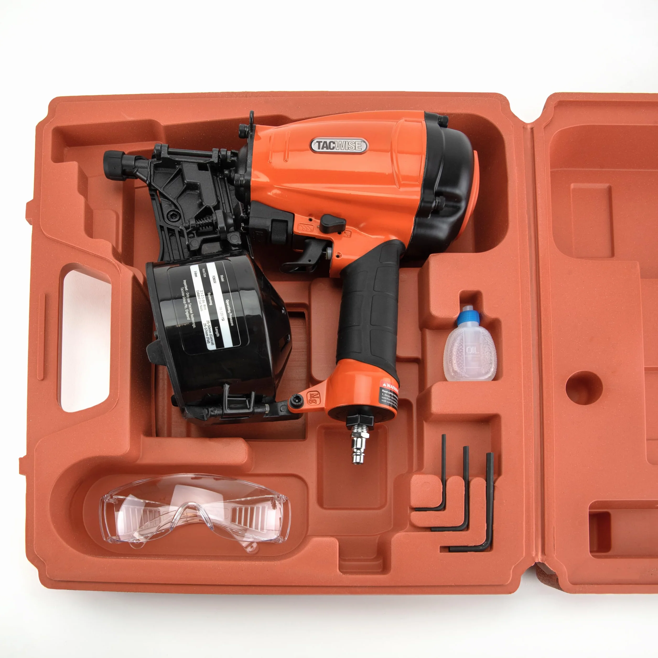 TACWISE FCN55V Clavadora Neumática de Bobina, Utiliza Clavos en Bobina Plana y Cónica de 25 a 57 mm