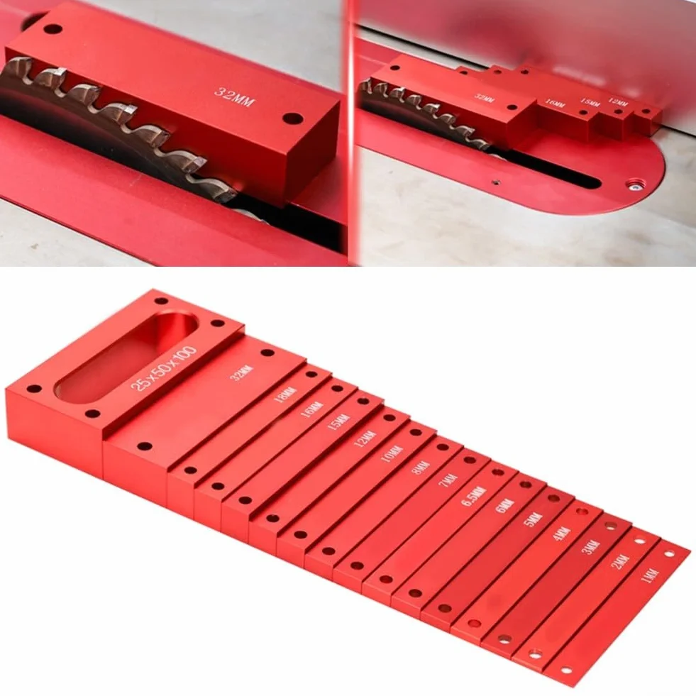 Honseadek Juego de bloques de calibre para carpintería, Herramienta de medición de altura de aluminio, Bloques de configuración de precisión para sierra, Bloques espaciadores métricos para enrutador