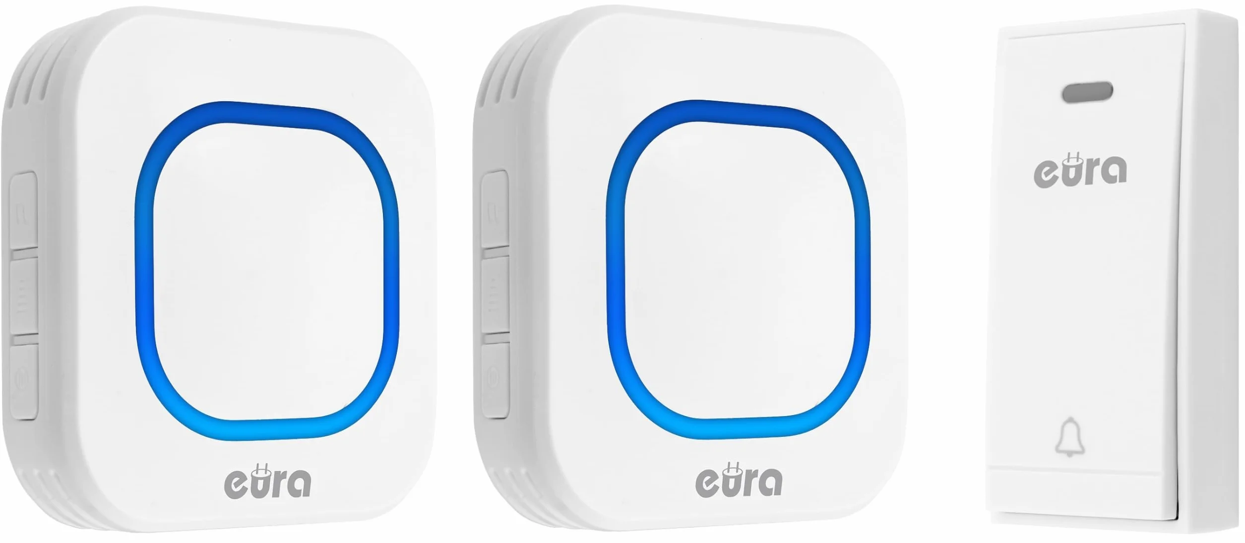 Eura-Tech Folk WDP-80H2 - Timbre inalámbrico sin batería para Exteriores (Resistente al Agua, Alcance de 100 m, 58 Tonos, 4 Niveles de Volumen), Dos receptores