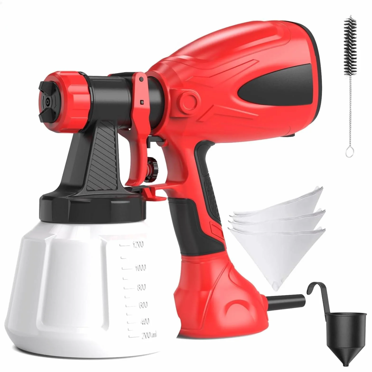 Pistola Pintura, 650W Pistola de Pintura, Pistola Pintura Electrica con Tanque de 1200ML, Pulverizador de Pintura con 4 Boquillas & 3 Modelos, Pistola para Pintar Paredes y Techos, Muebles, DIY