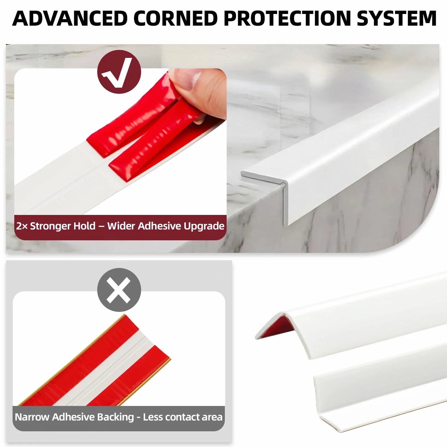 Moldura Angular PVC Flexible Autoadhesiva 3,1M 90–180° Protector Esquinas Pared Blanco 16mm
