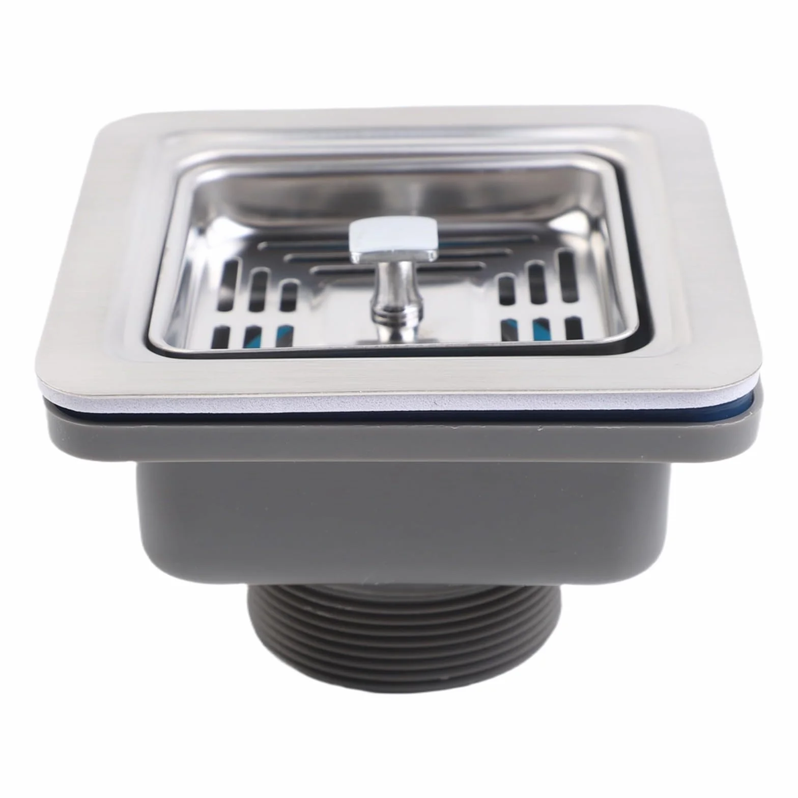 Desagüe cuadrado para fregadero de cocina 114 mm acero inoxidable
