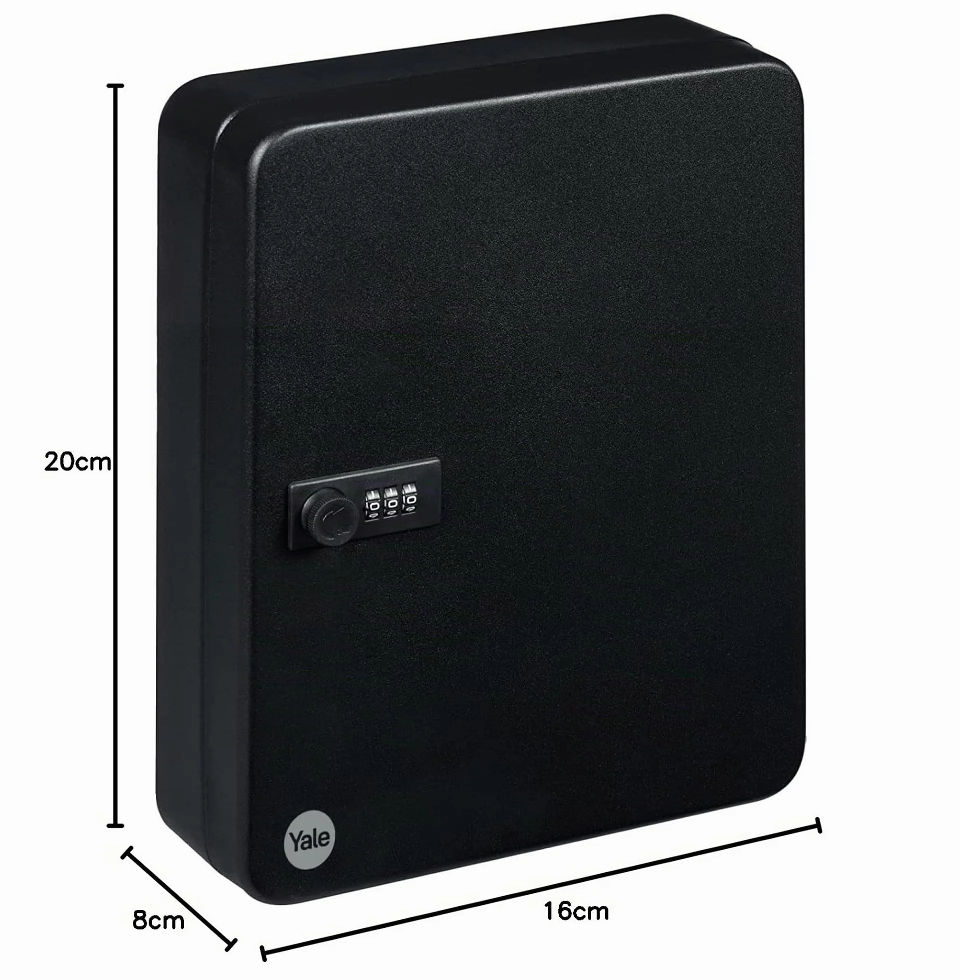 Yale YALYSKB000 Armario para 20 Llaves con Cerradura de Combinación Montaje en Pared Metal Negro 20x16x8 cm