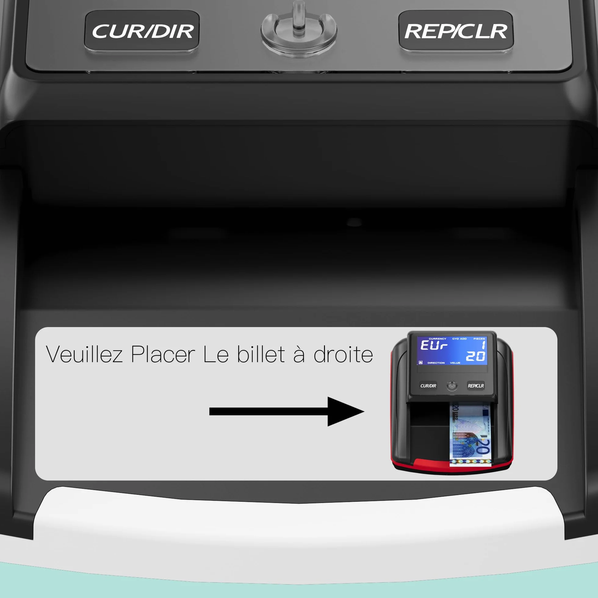 Detector de billetes falsos Euro automático con batería recargable
