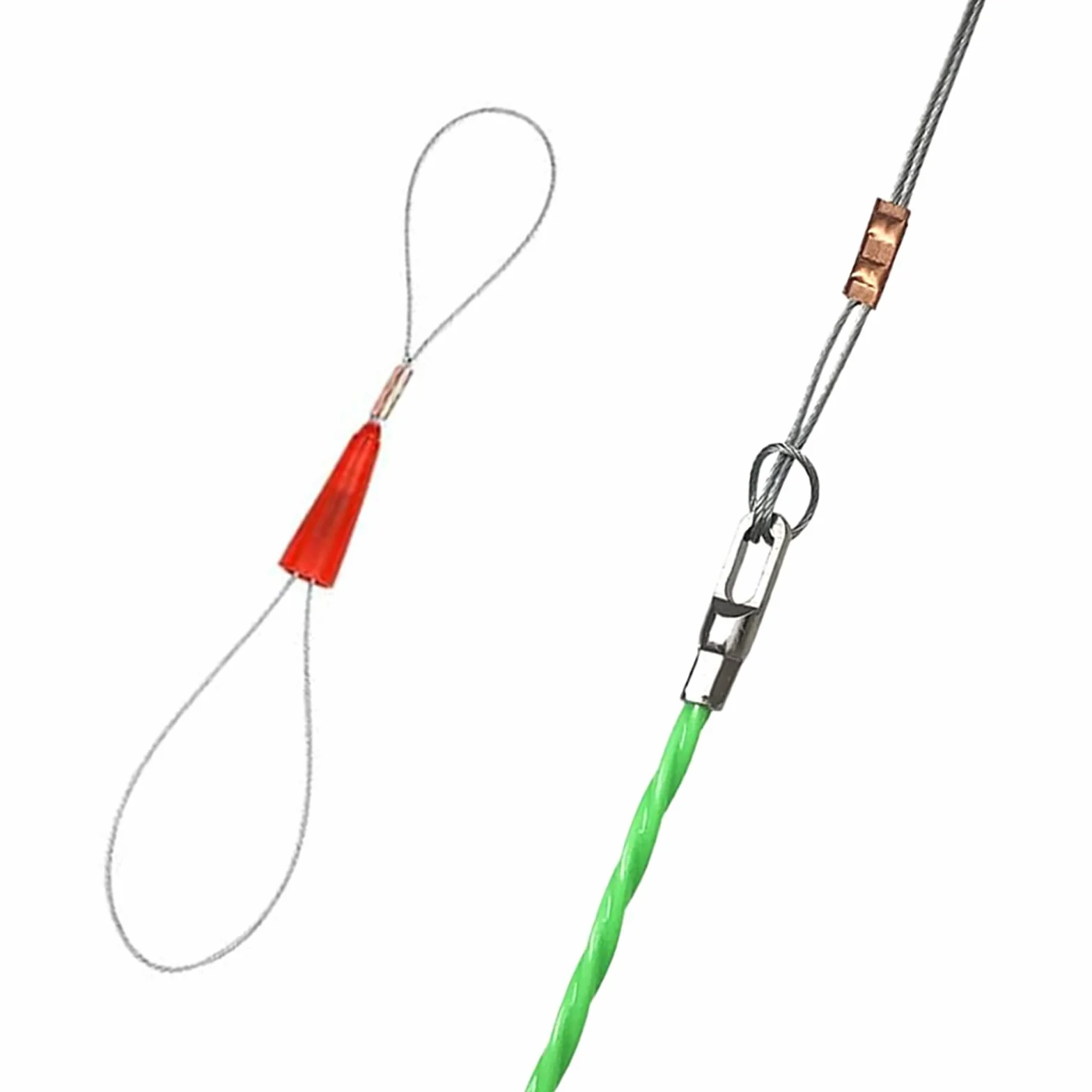 Guia Pasacables, 50m 4,5mm Guia Pasacables Profesional Guia Cables Espiral Guía Pasacables con Guia Cables y 2 Muelles Guía Ayuda de Extracción de Cables para Tirar de Cable