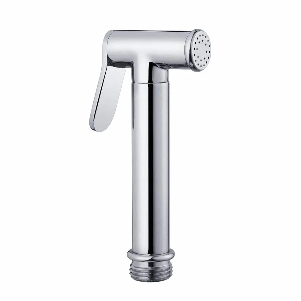 Kibath L473551 Grifo para el WC, higiene íntima para sustitución del Bidet, Monomando Agua fría y Caliente con Ducha de Mano. Diseño Redondo, Cromo Brillo