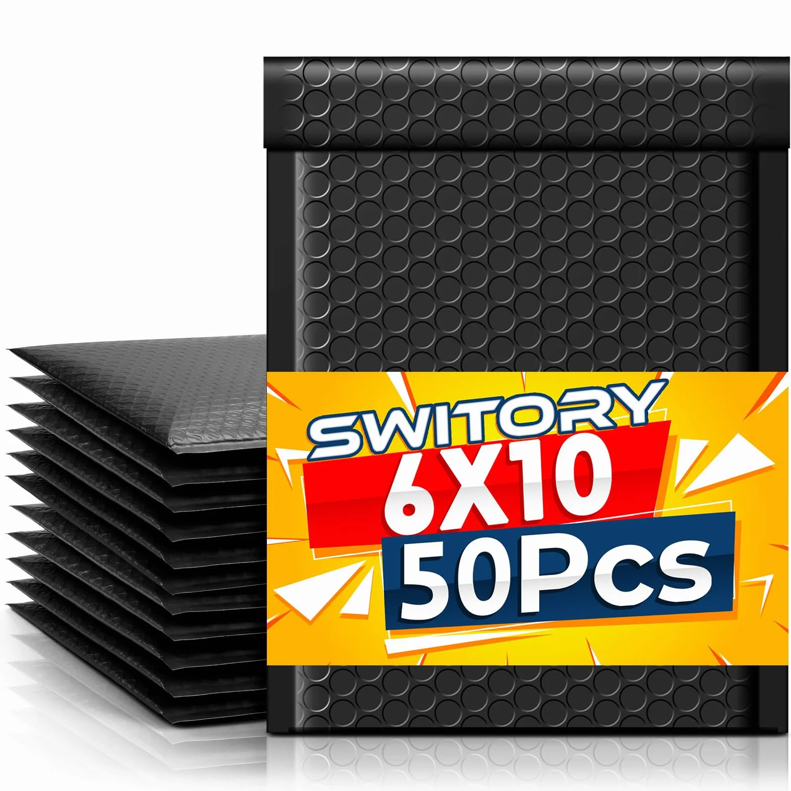 Switory Sobre acolchado A5 Negro 50 unidades resistente al desgarro sellado automático