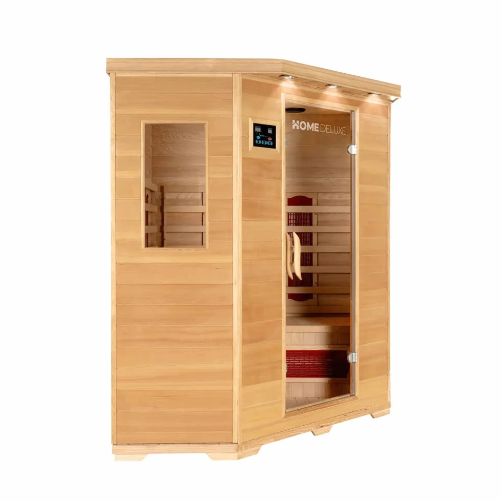 Home Deluxe - Cabina de infrarrojos REDSUN XXL -150 x 150 x 190 cm - para 2-4 personas, 8 radiadores cerámicos, madera: hemlock I Sauna de infrarrojos, sauna, cabina de calor, infrarrojos