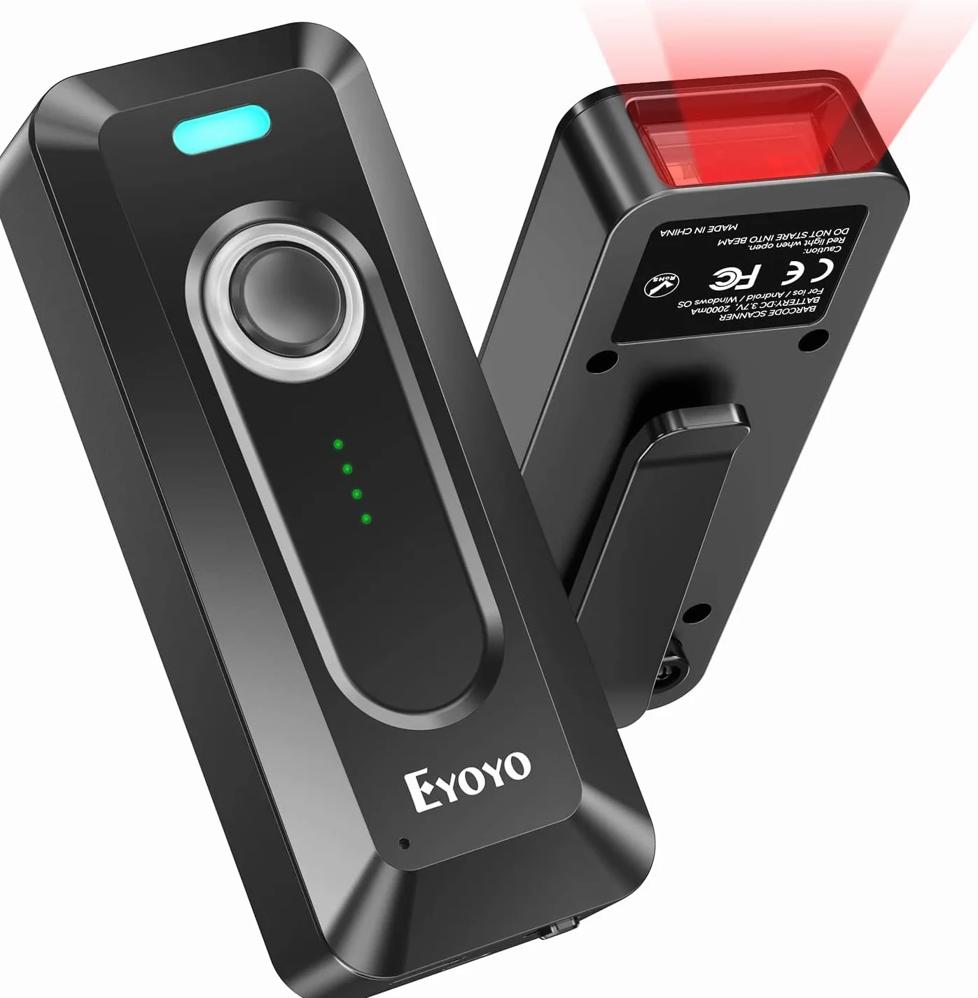 Eyoyo 2D QR Bluetooth Escáner de Código de Barras Inalámbrico con Clip, 2000mAh