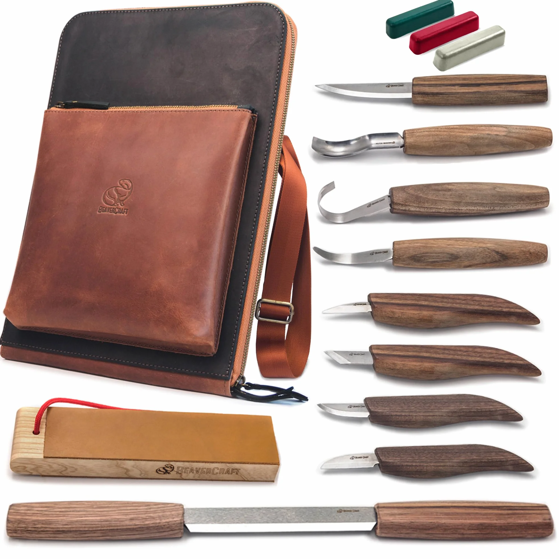 BeaverCraft S50X Juego de Tallado de Madera Cuchillos para Tallar Cucharas Principiantes Profesionales