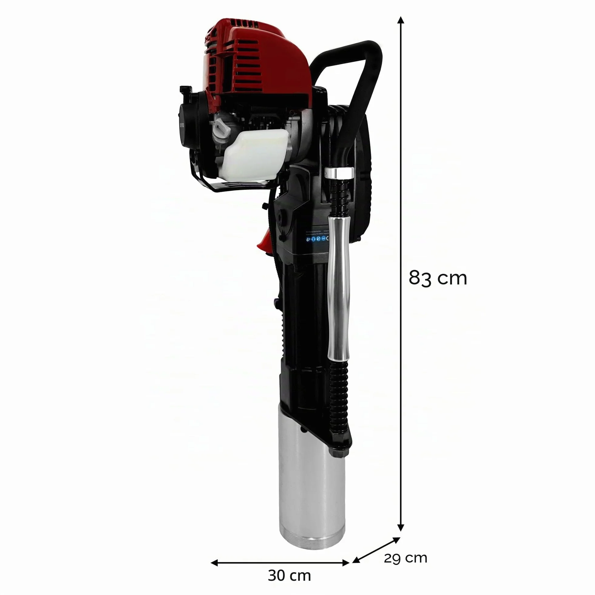 Clavador de poste de gasolina 4 tiempos T-Mech 900W 1,2HP 37,7cc | Fuerza de impacto 1350 rpm | 4 Accesorios 20-49mm, 50-69mm, 70-80mm, 100mm | Estuche con ruedas, Kit herramientas y grasa INCLUÍDOS