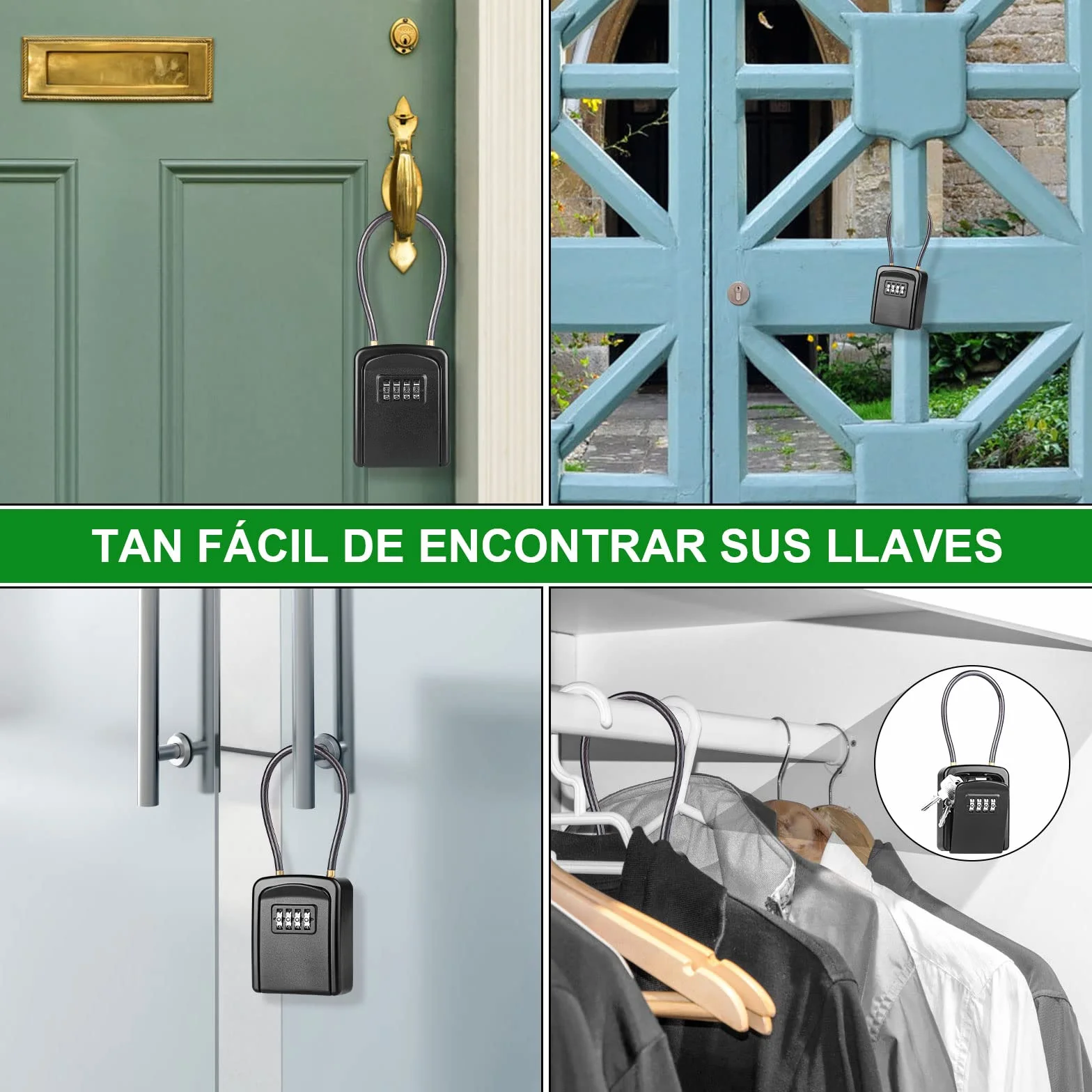 Diyife Impermeable Caja de Seguridad para Llaves, Portátil con Cuerda de Alambre, para Hogar Exterior Oficina