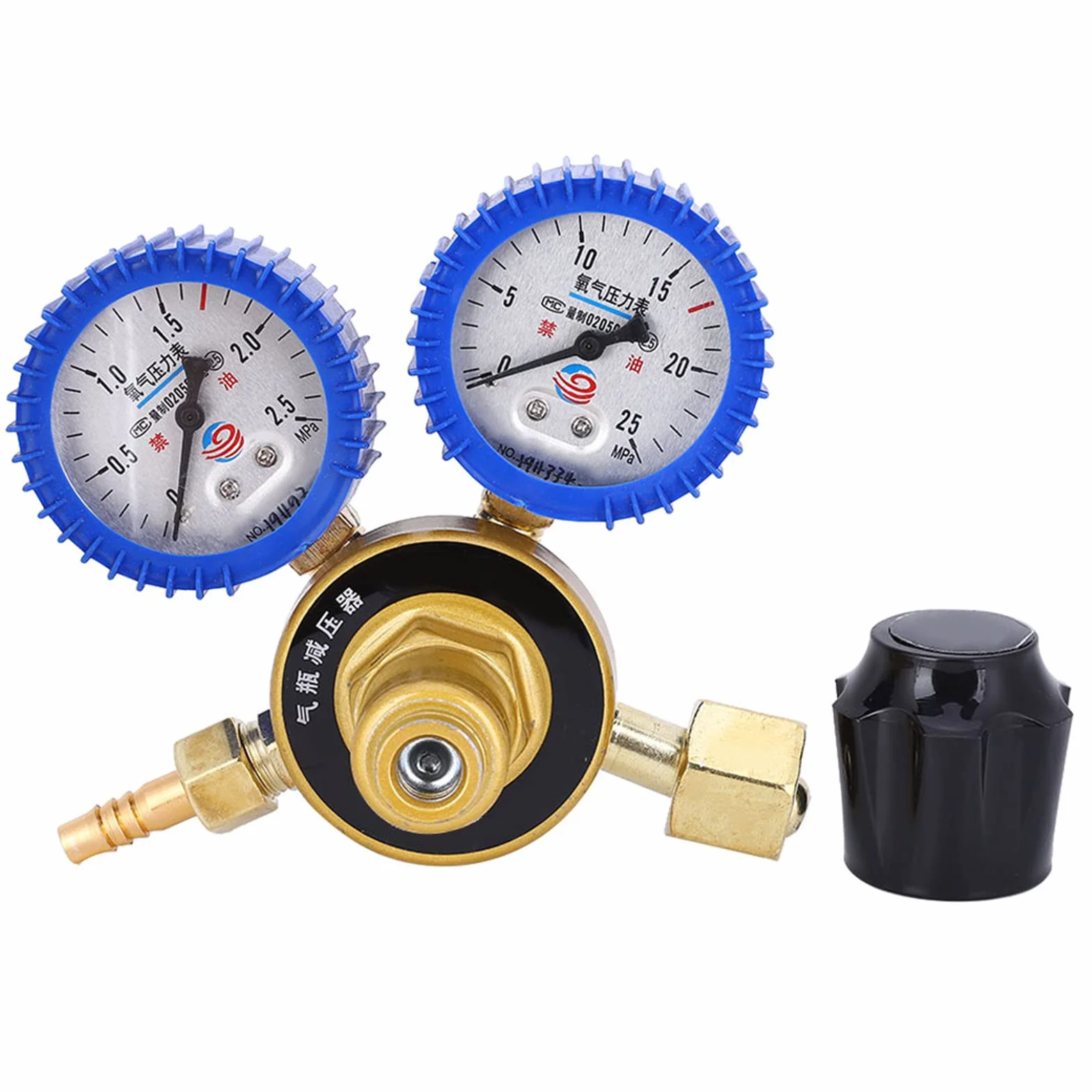 Manómetro de Oxígeno, Cuerpo de Aleación, Regulación de Presión Estable, Reductor de Presión de Gas de Oxígeno con Medidor de 0,4 a 25 MPa para Accesorios de Oxígeno