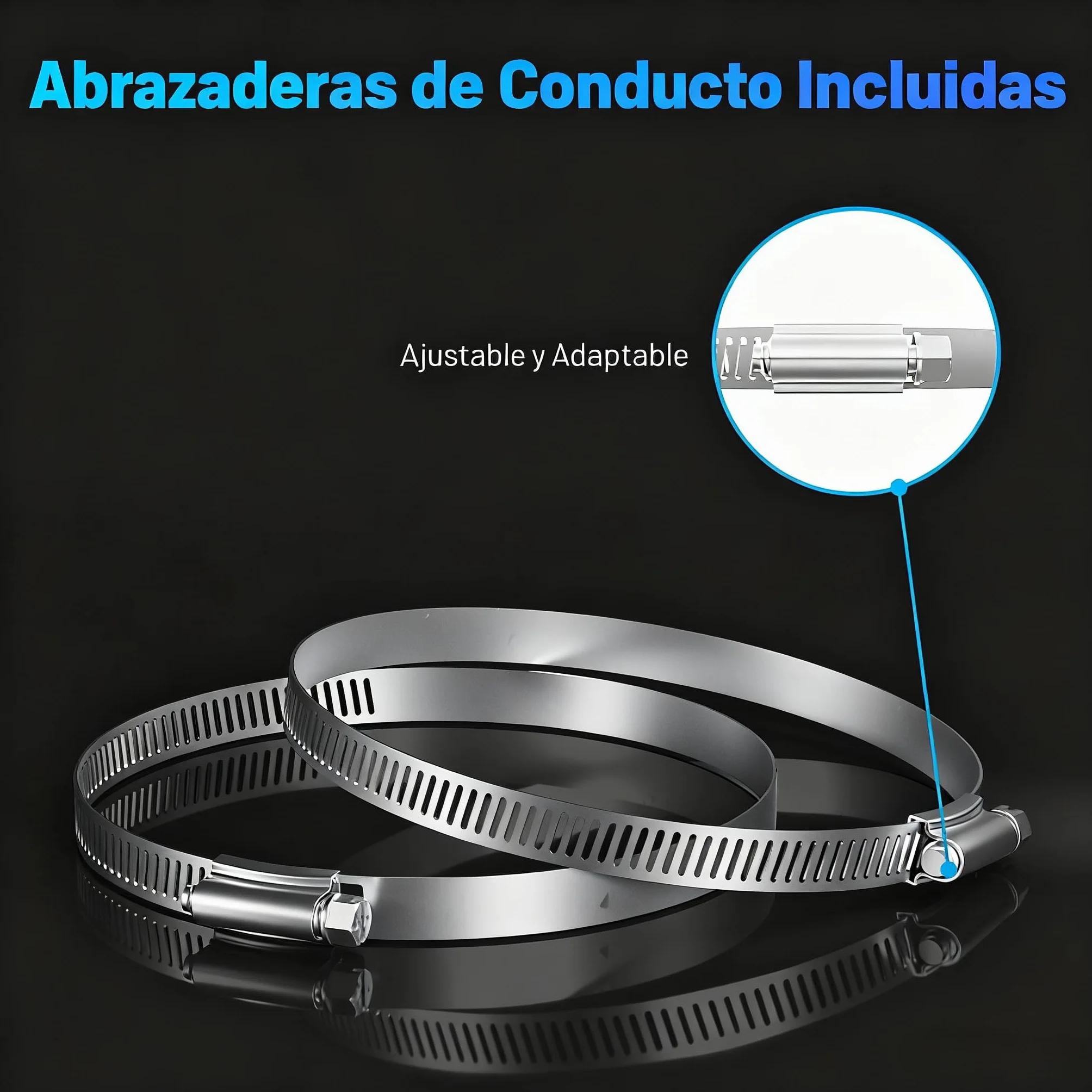 Tubo Ventilación 100mm 2,5m Blanco, Tubo Flexible 5 Capas Aislado, Silencioso, con Abrazaderas, para Aire Acondicionado Portátil, Secadora y Ventilación