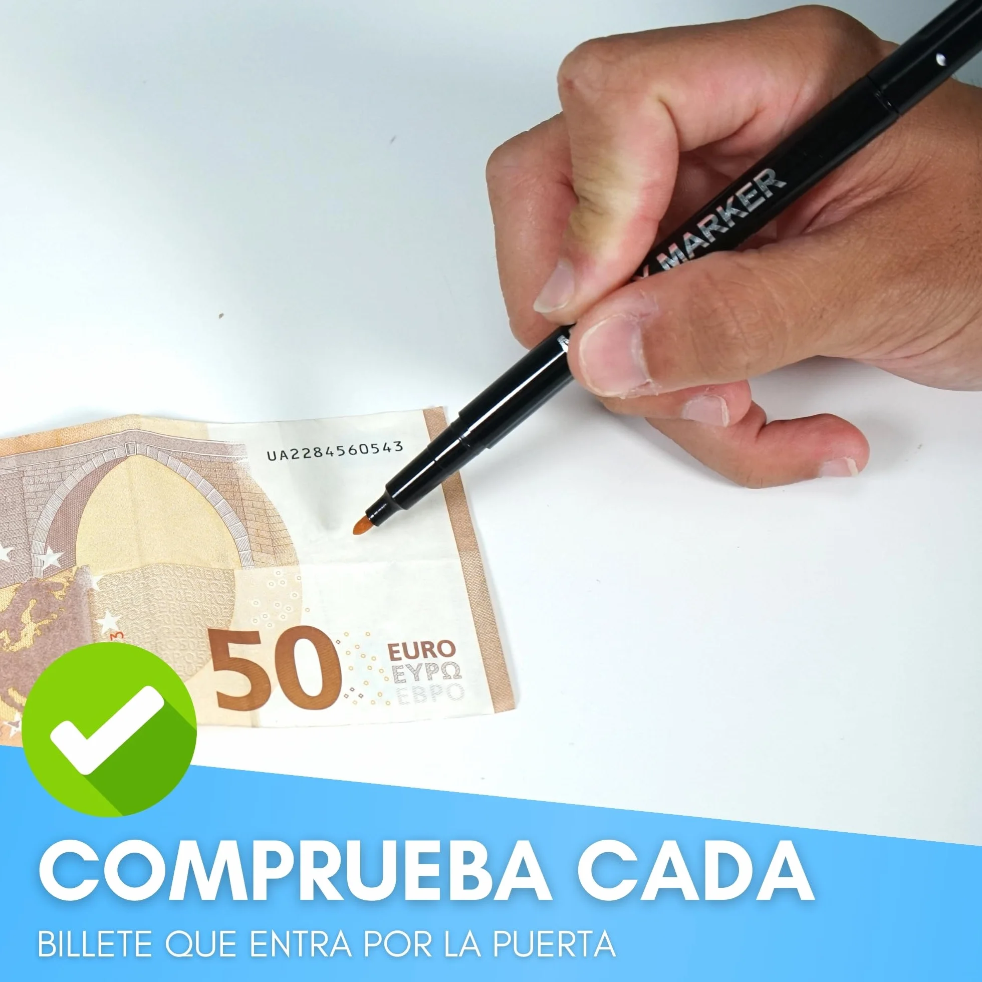 Rotulador Detector de Billetes Falsos 6 Uds Comprobación Rápida Euros Dólares Libras