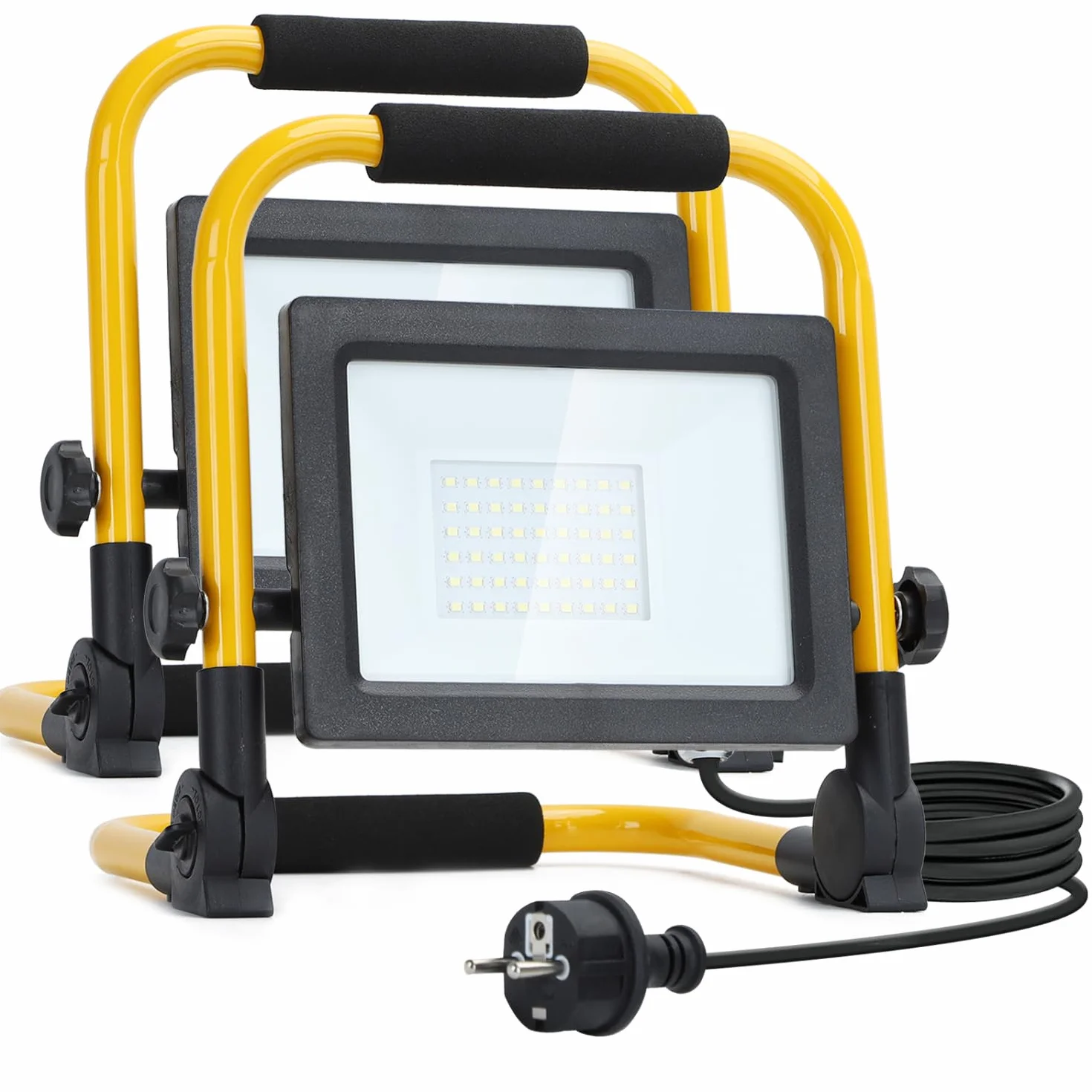 Aigostar Foco de Trabajo LED 30W,6500K Luz Blanca, 2740LM Luz de Trabajo con Giratorio 360º,Cable de 1.8M para Uso en Interiores y Exteriores,para Obra, Taller, Garaje, 2 piezas