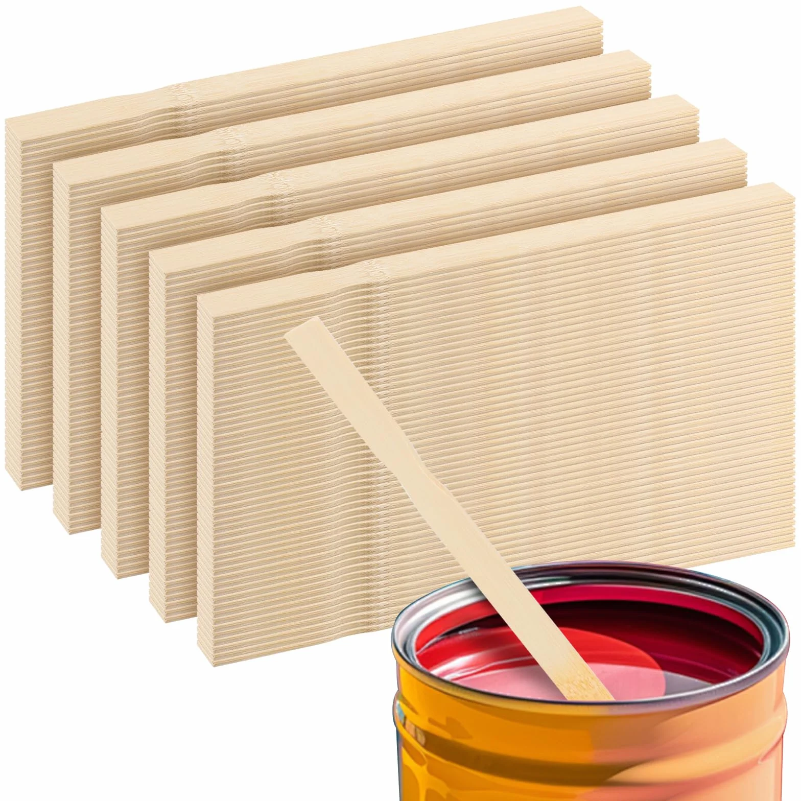 200 varillas de mezcla de pintura de madera de 35 x 2,2 x 0,3 cm, 35 x 2,2 x 0,3 cm, varillas de mezcla de pintura de madera, herramienta de pintura para pintura, mezcla de revestimiento