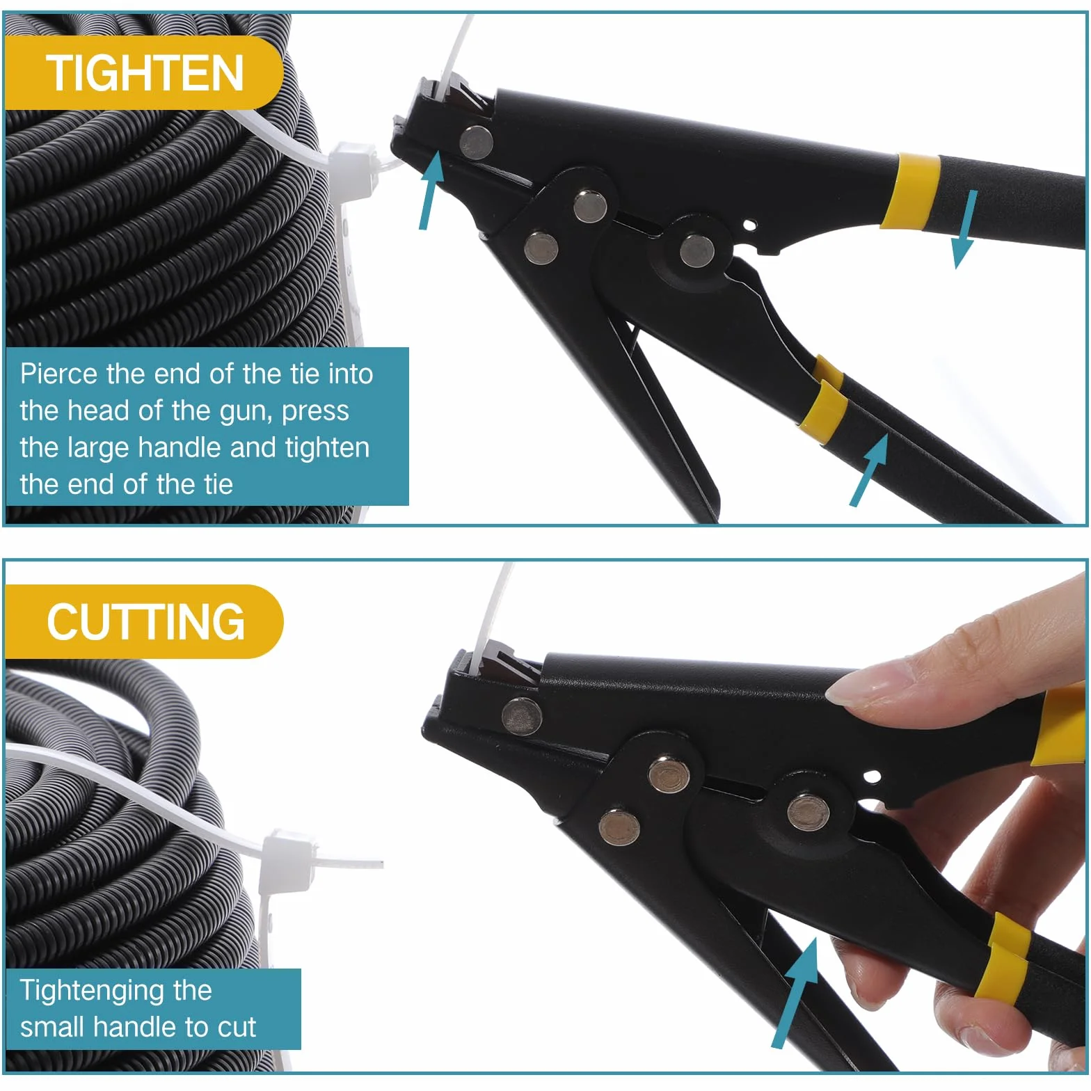 Shappy 4 herramientas de amarre de cremallera y herramienta cortadora de cables tensores para cortar 7.67 pulgadas para plástico o nailon de ancho de 0.09 a 0.35 pulgadas