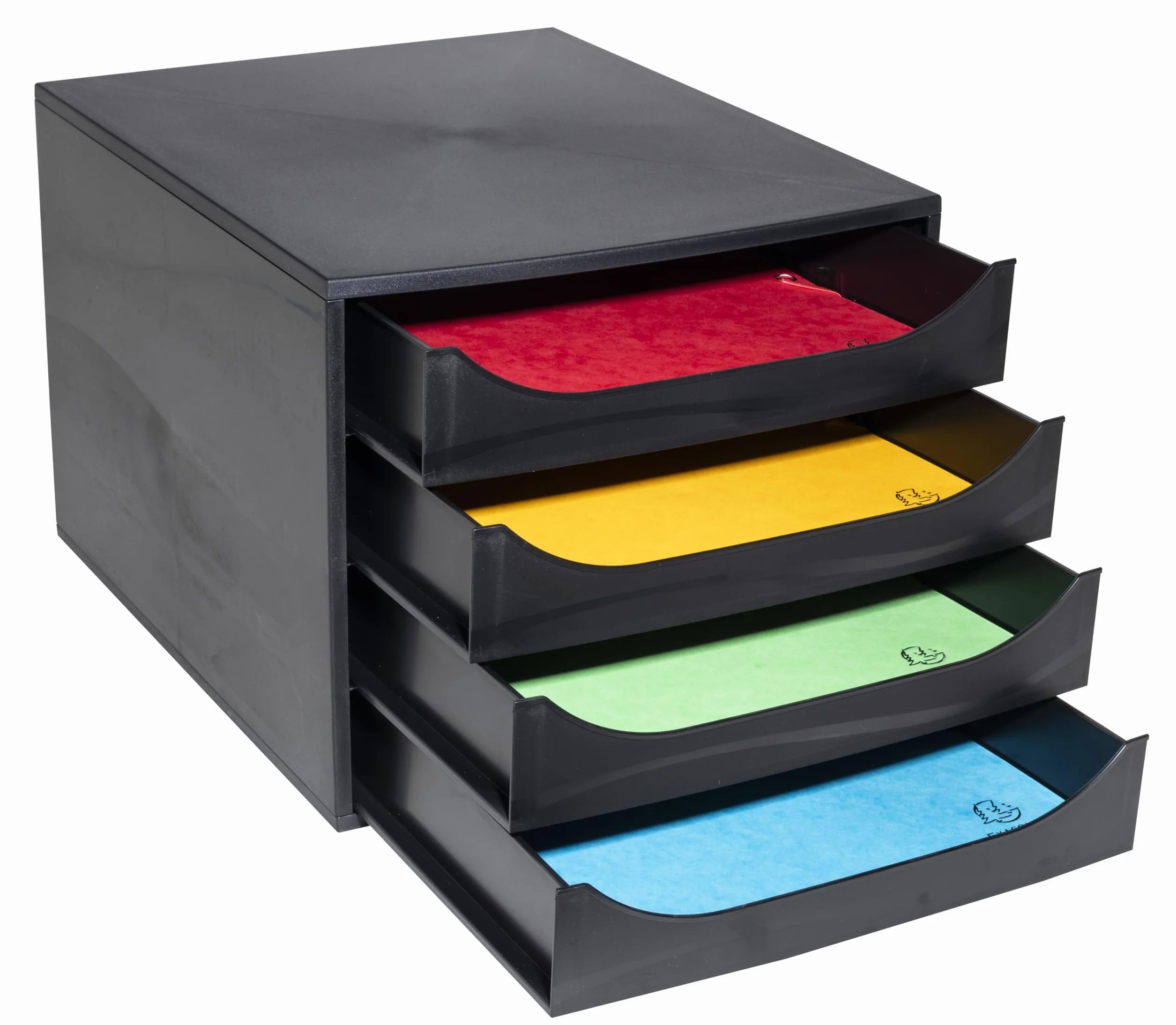 Exacompta EcoBox Juego de cajones 248x284x234 mm 4 cajones A4+ apilable parada de seguridad EcoBlack