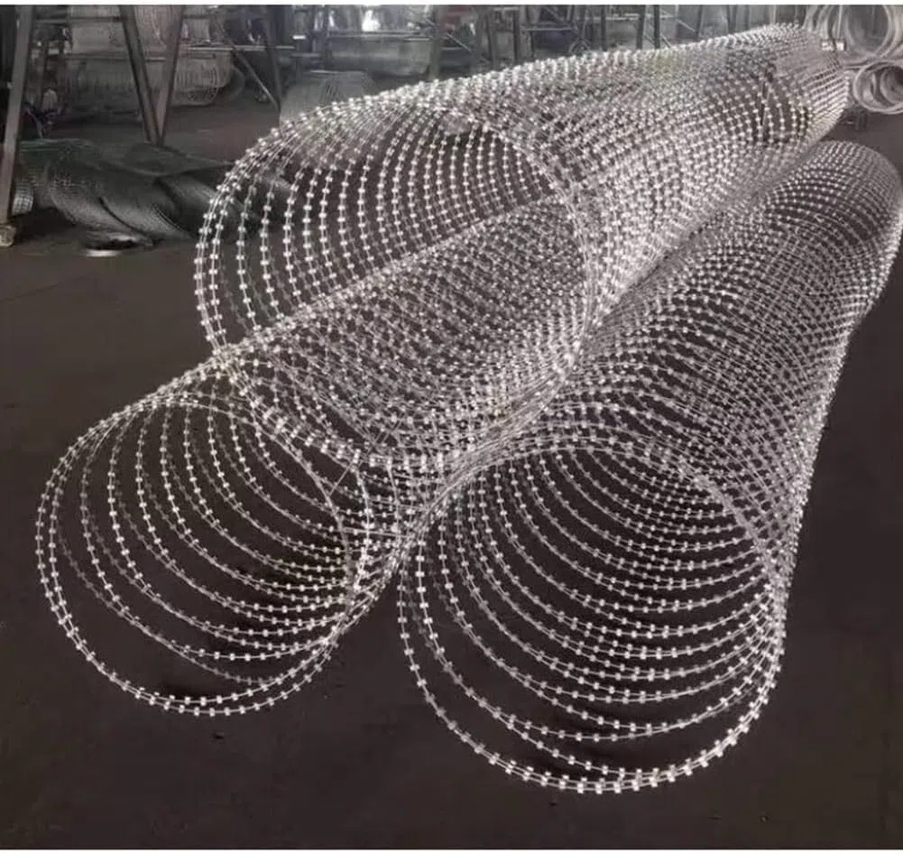 Alambre de Afeitar galvanizado Bobinas de Alambre púas, Malla Ondulado, Acero galvanizado Doble hélice, 20 m