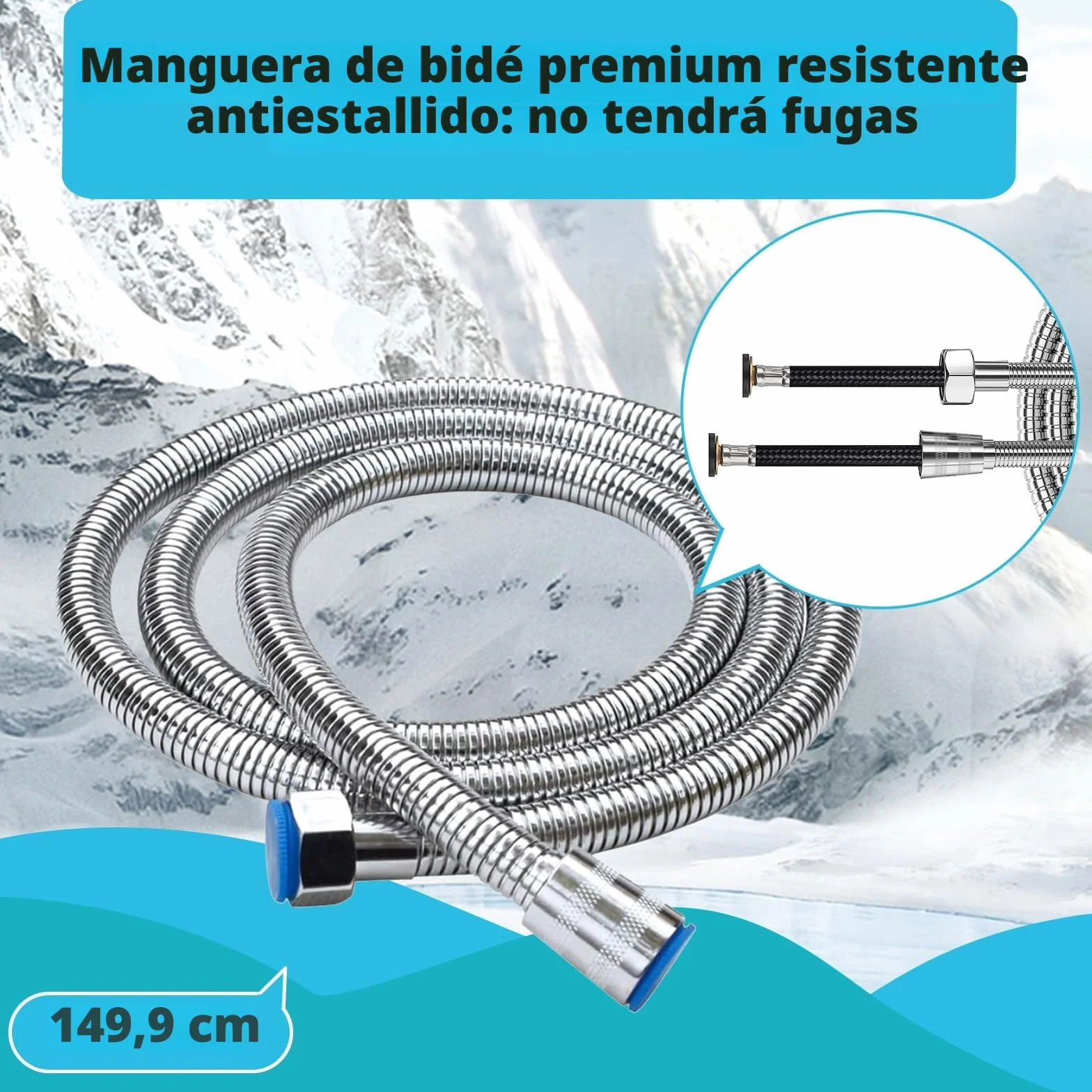 Bidet Handbrause Set Edelstahl Doppelfunktion mit G1/2" T Ventil G3/8" Adapter für Dusche Badezimmer