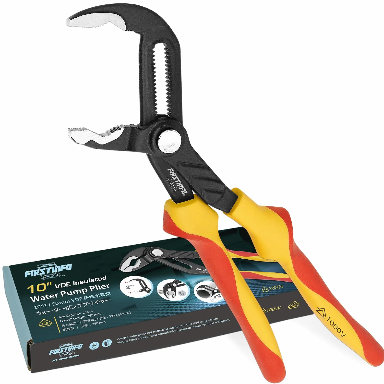 FIRSTINFO F38110 | VDE Tenaza para bombas de agua | 1000 V | 25,4 cm