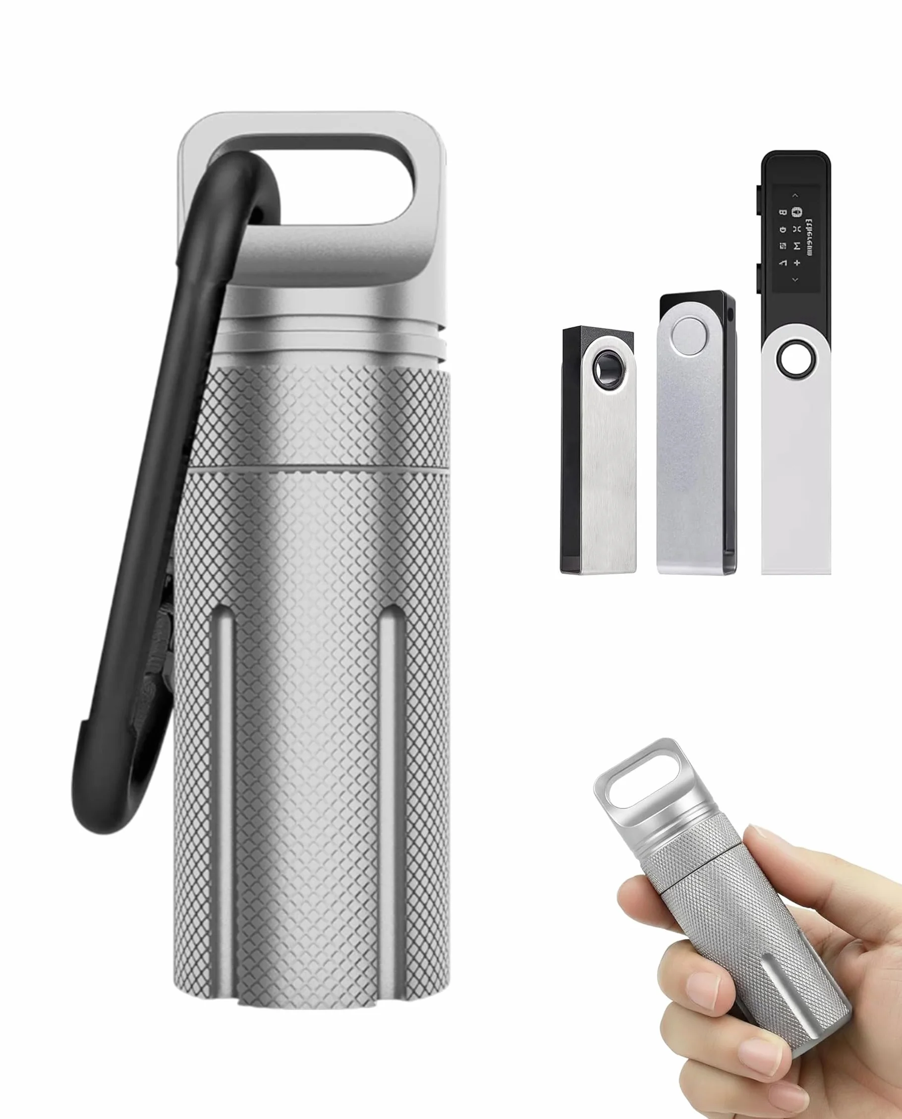1 pieza para Protectora Ledger Nano X, Funda Ledger Nano X Resistente al Fuego, Agua y Impactos para S Plus/S, con Llavero (Gris, Solo Funda)