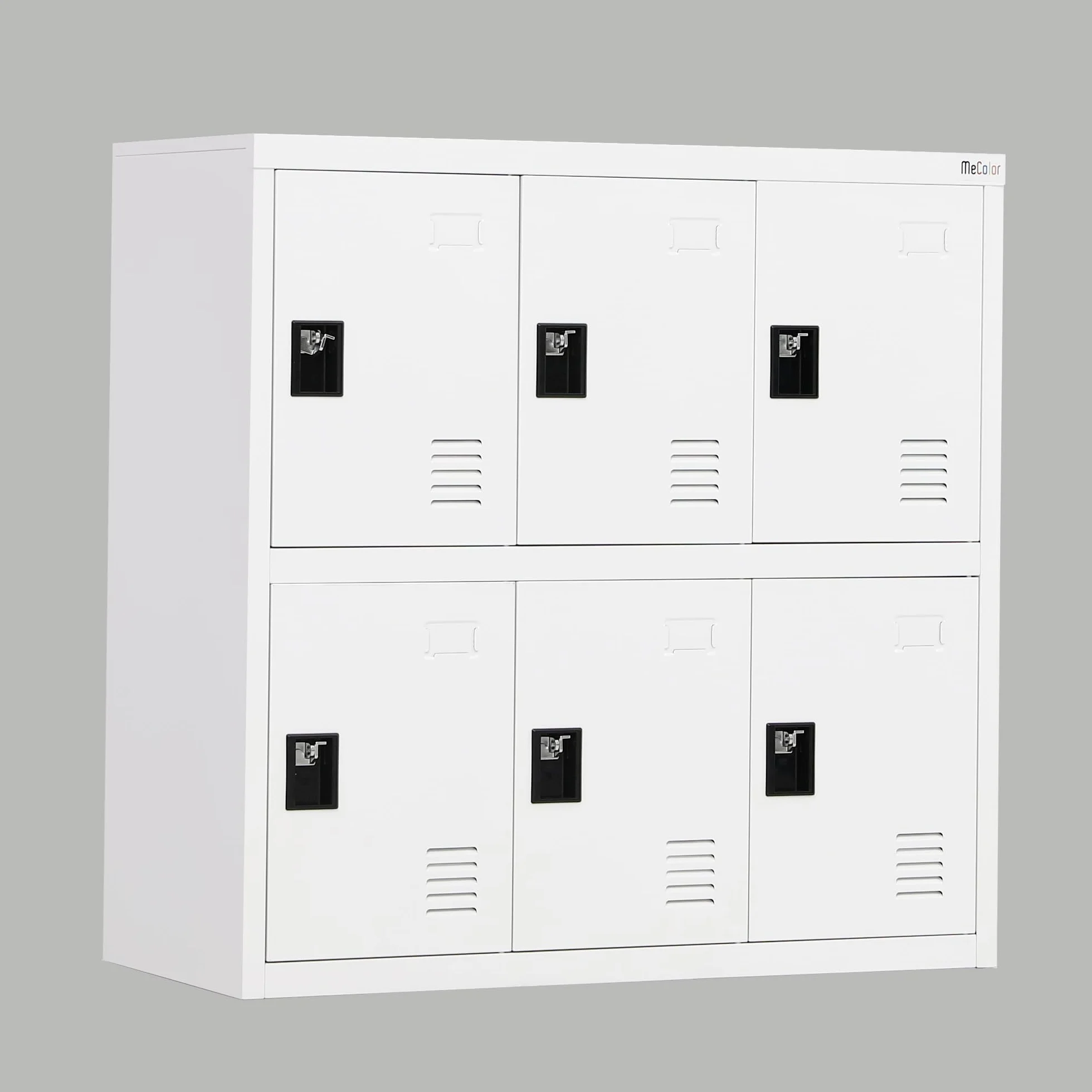 MECOLOR Armario de Metal con 9 Cubos Organizador de Almacenamiento Oficina Dormitorio Blanco