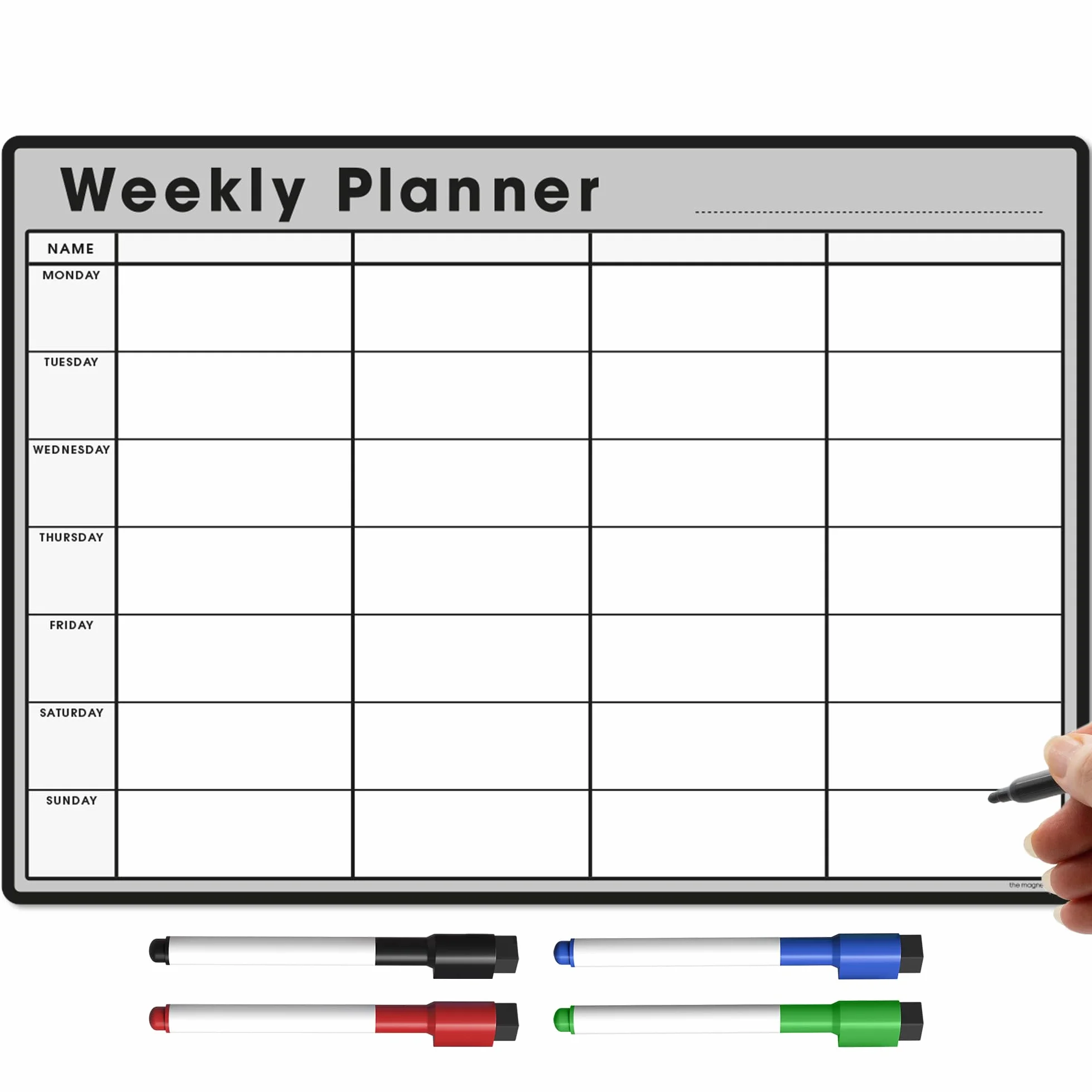 TMS Planificador semanal nevera 297 x 210 mm calendario magnética borrado seco