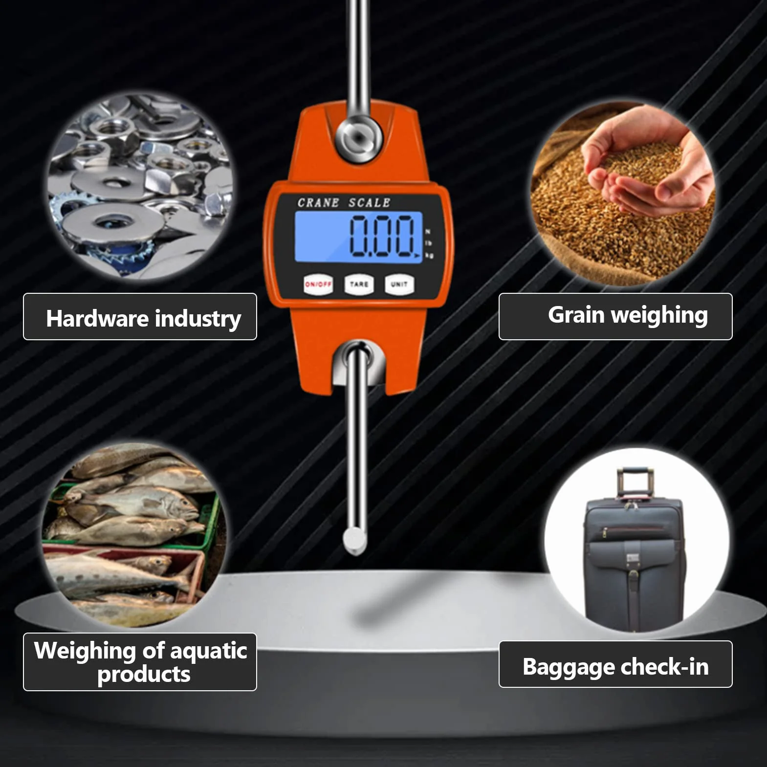 Mini Balanza Digital Digital LCD Portátil para Colgar 300 kg con Gancho