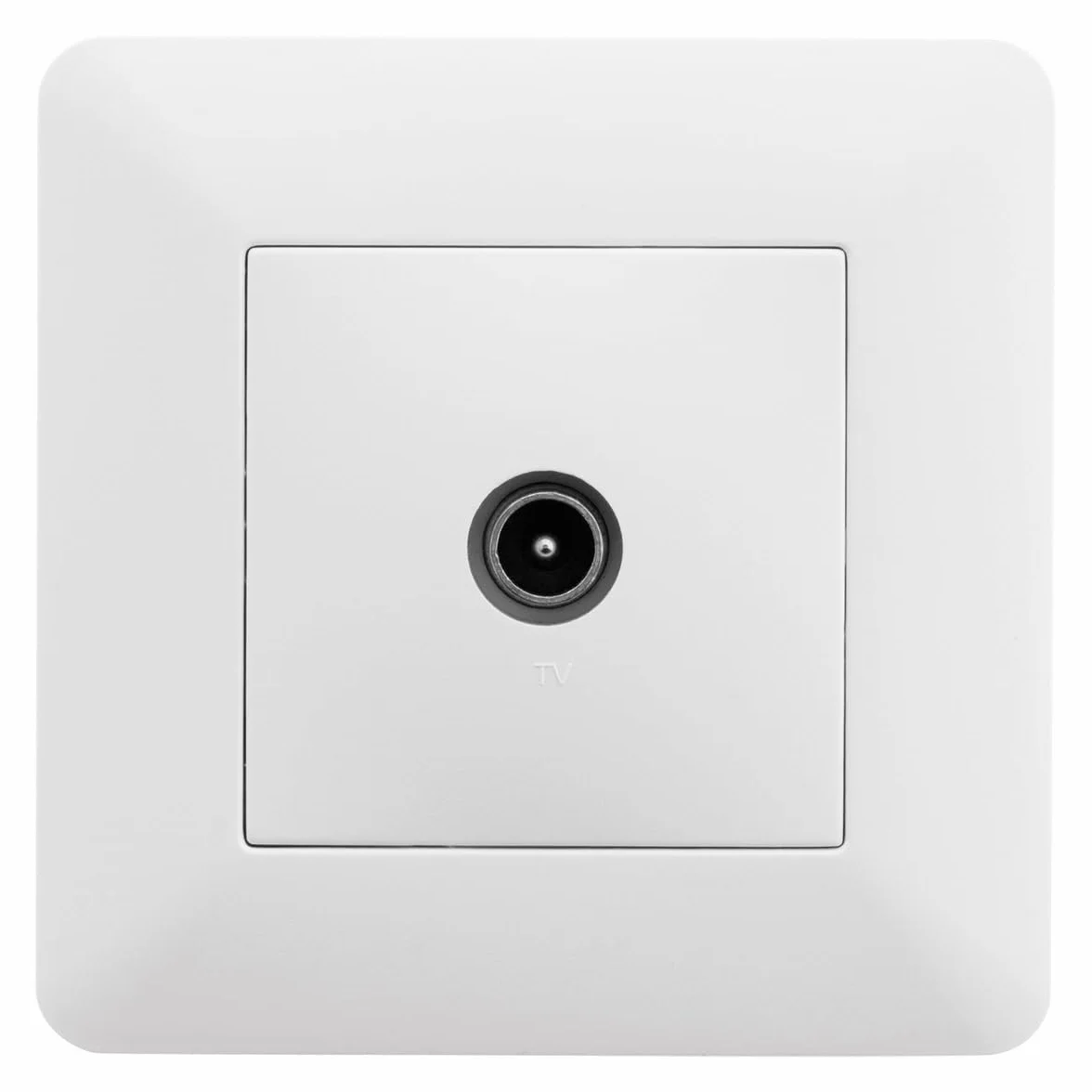 Zenitech - Toma de TV Ø9,52 mm - Equipamiento Empotrado - Motor Compacto para Fácil Cableado, Frontal Ajustable - Compatible con Caja de Empotrar - Placa 86 x 86 mm - Blanco