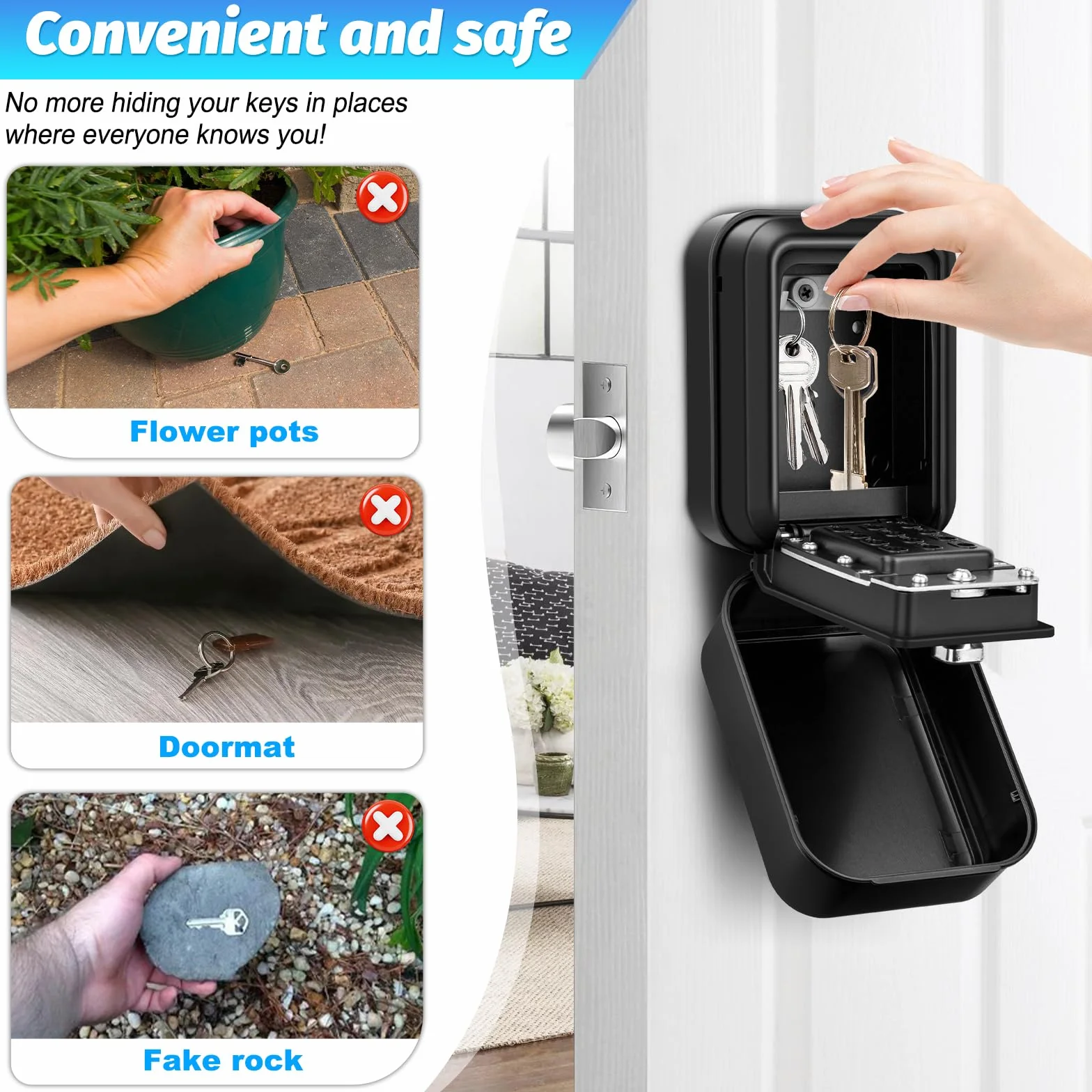Cajetin Llaves con Codigo Exterior Grande Caja Seguridad para Llaves Pared Combinacion 12 Digitos Impermeable