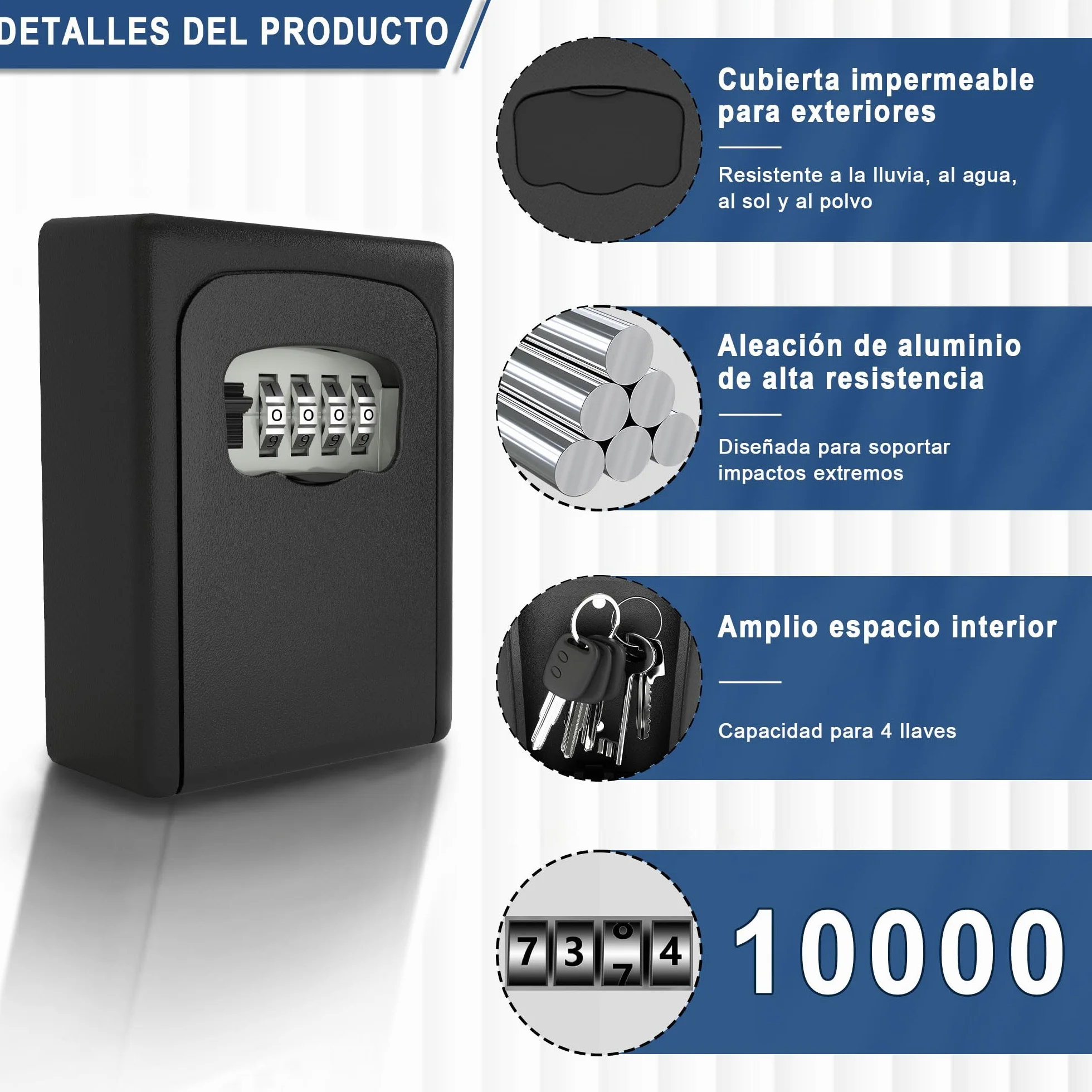 Caja de Seguridad para Llaves Impermeable Cajetin con Codigo para Exterior